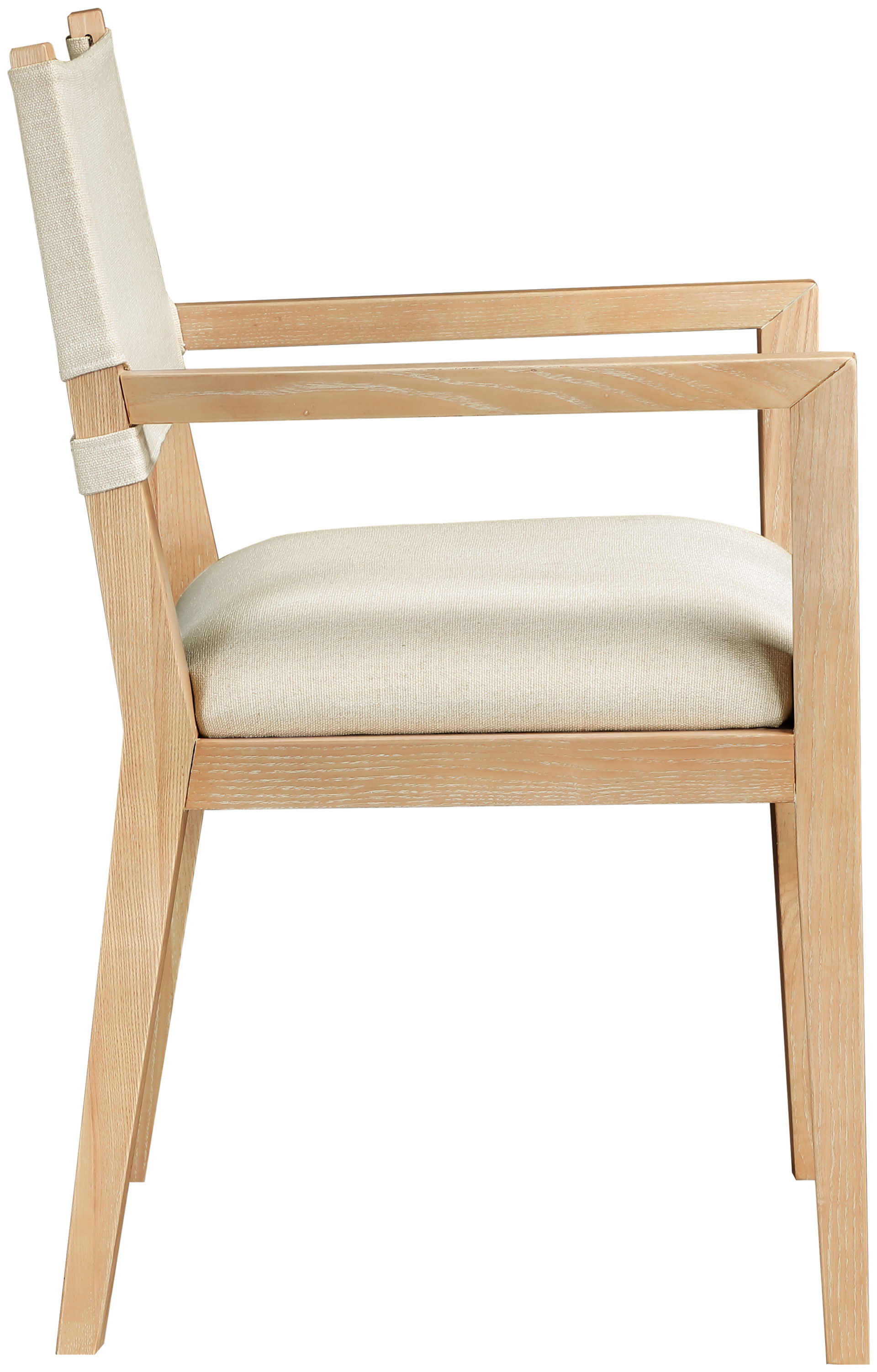 Avon - Linen Textured Performance Fabric Upholstered Dining Arm Chair - Cream