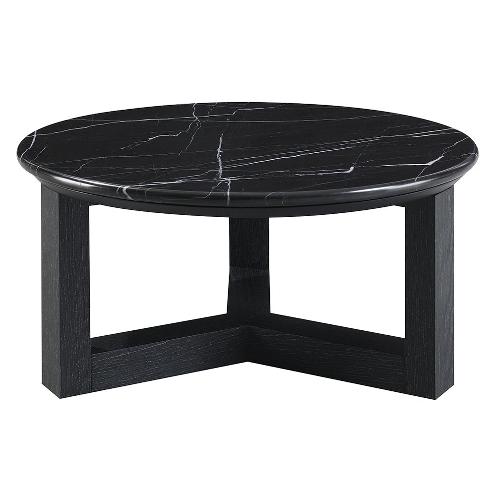 Dara - Coffee Table - Natural Marble Top & Black, black, view 8