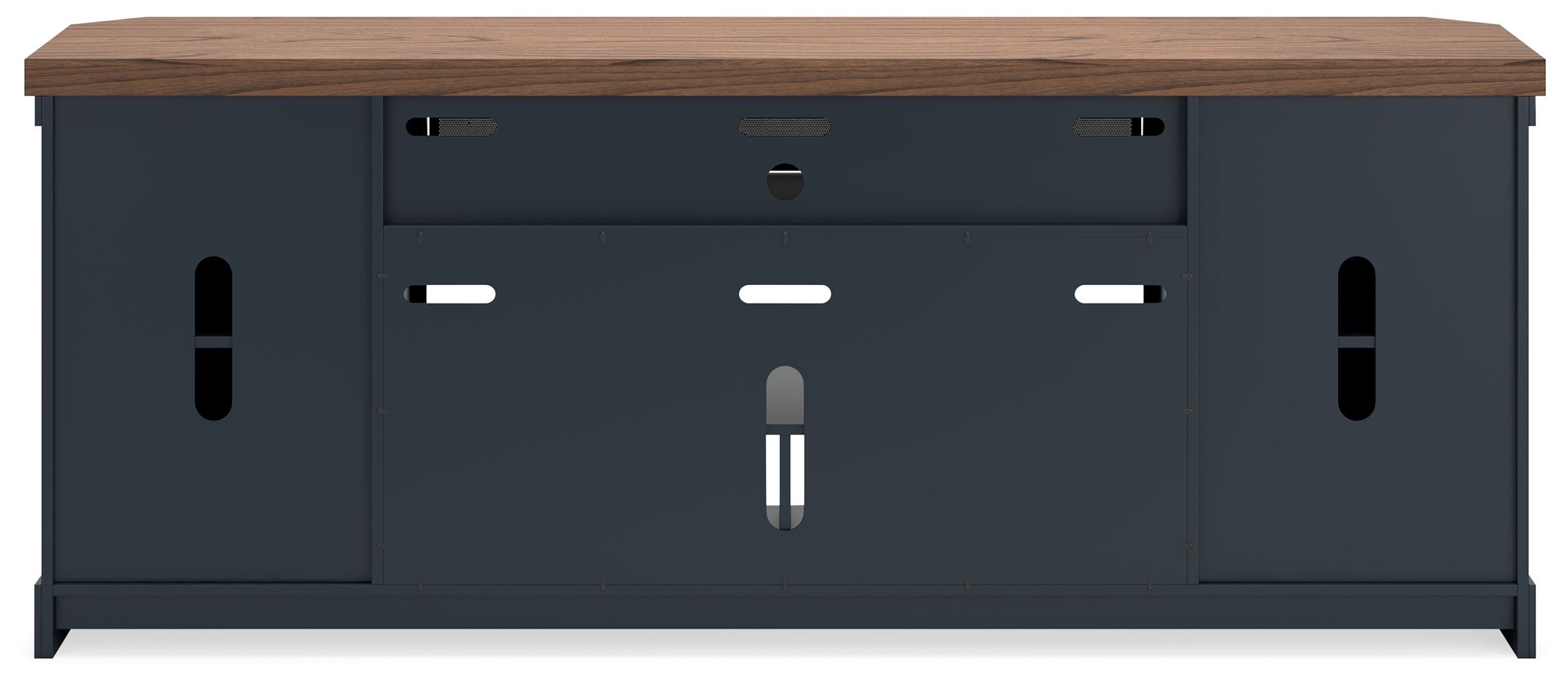 Ashley Furniture Landocken - XL TV Stand W/Fireplace Option - Brown / Blue - Image 6