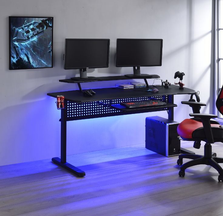 Vildre - Gaming Desk With USB - Black, black, view 5