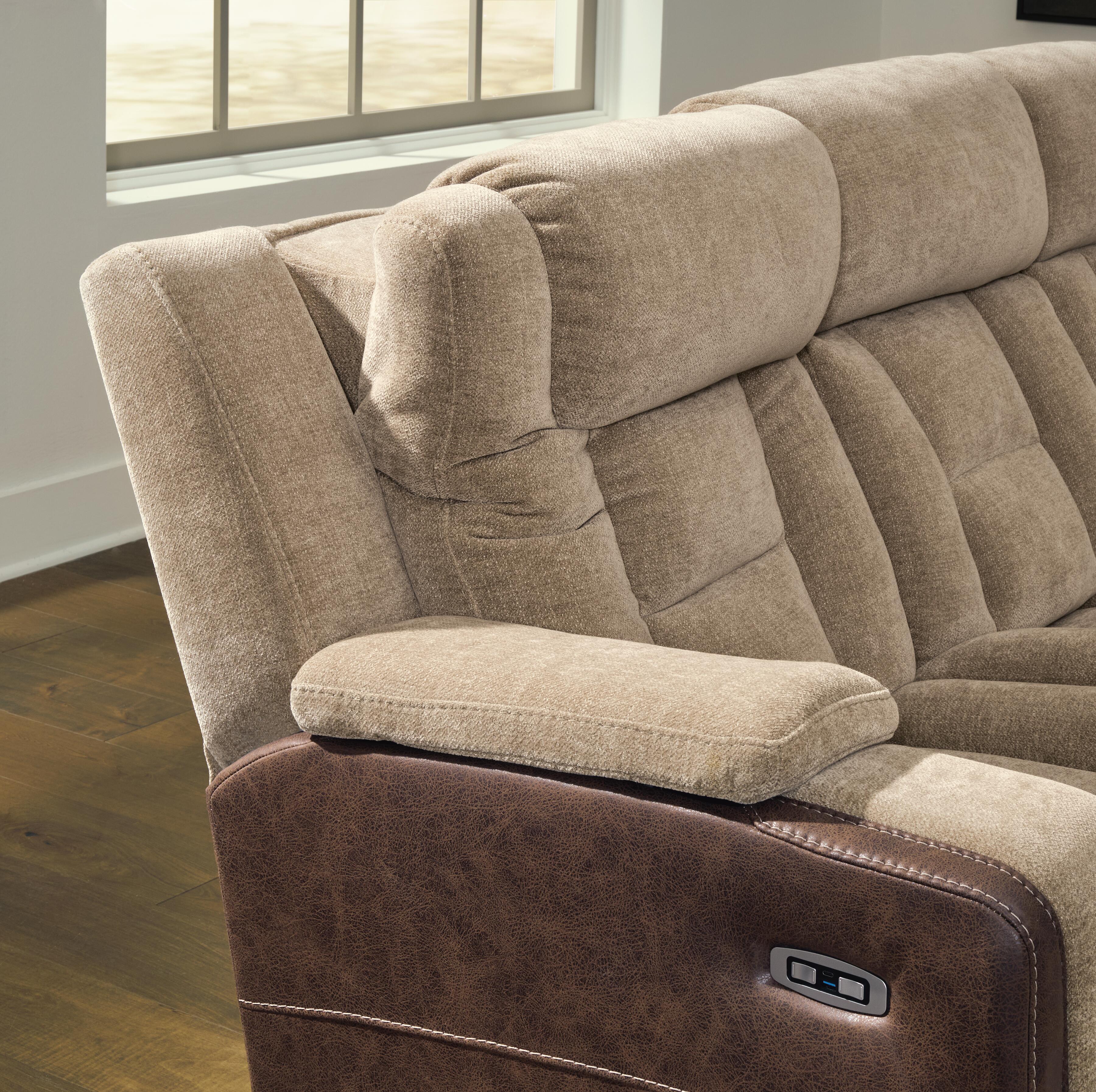 Ashley Furniture Mixed Motion - Power Reclining Loveseat With Console / Adjustable Headrest - Brownstone - Image 8