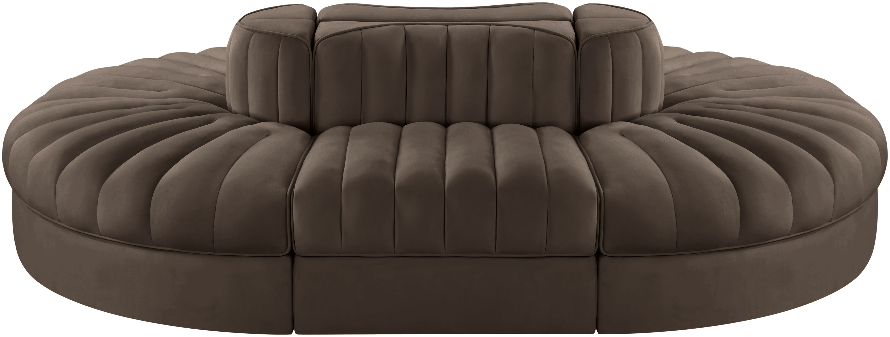 Rummi - Oval Velvet Performance Fabric Upholstered 6 Piece Modular Sectional - Brown