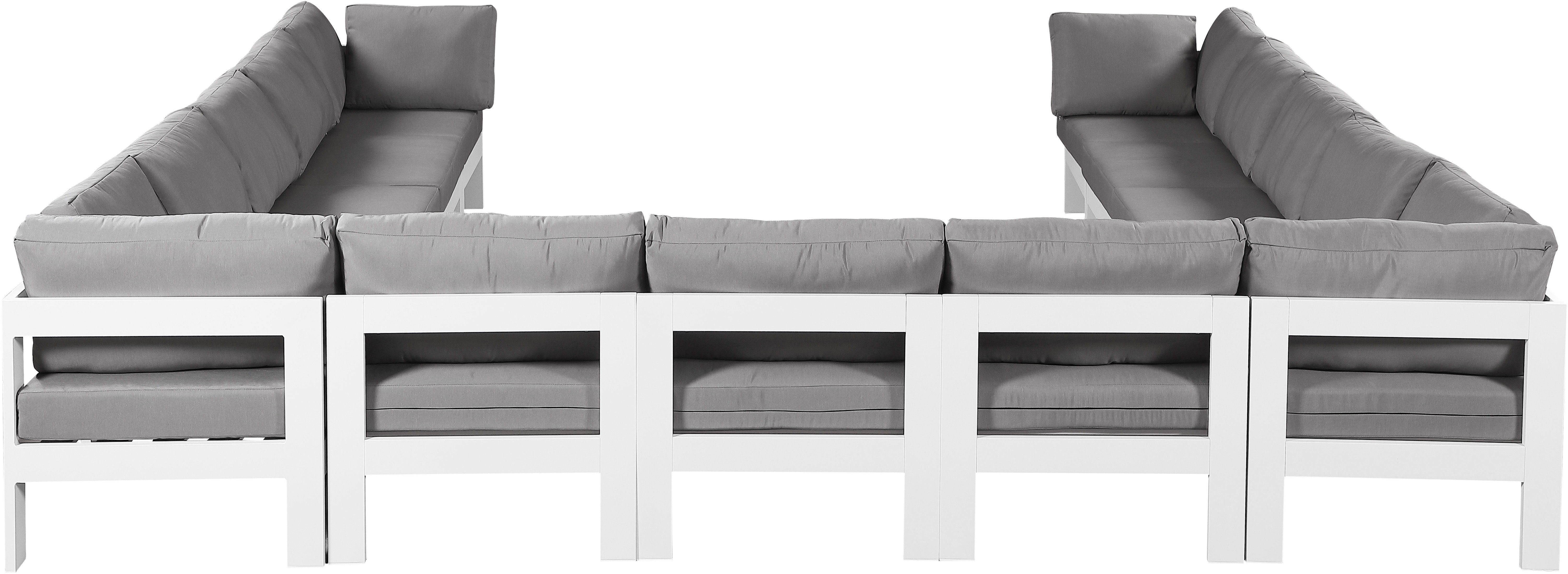 Nizuc - Outdoor Patio 13 Piece Modular Sectional With White Frame - Gray