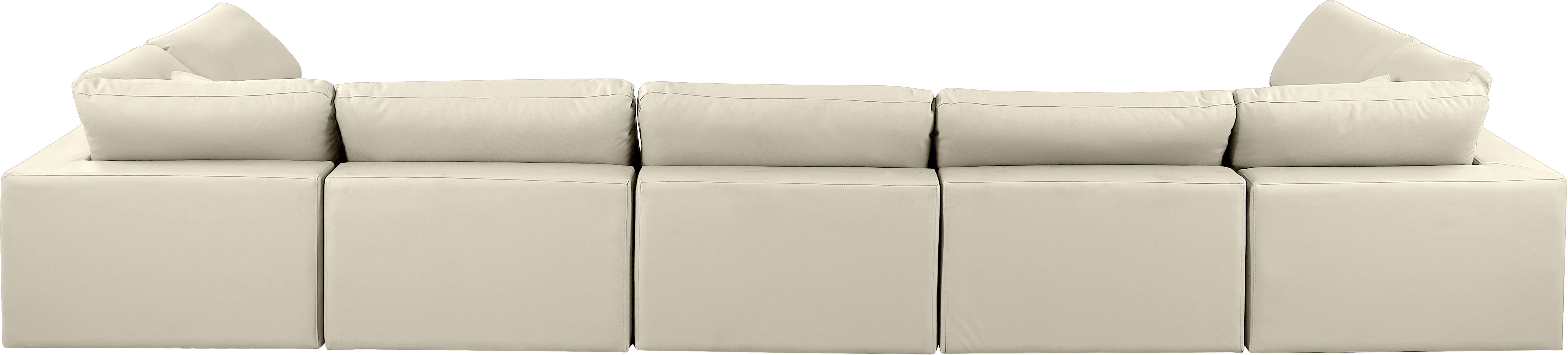 Comfy - 7 Piece Faux Leather Modular Armless Sectional - Cream