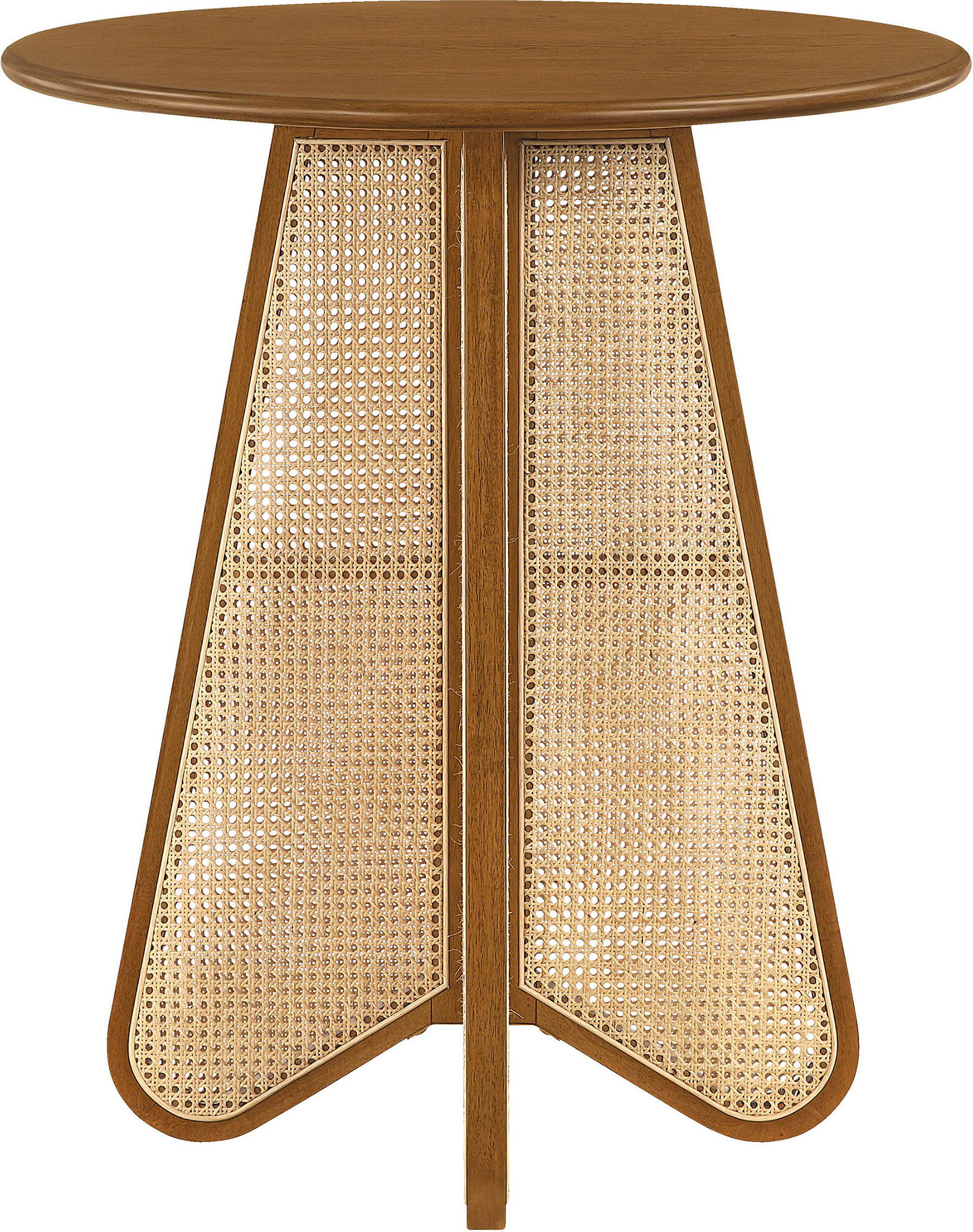 Butterfly - Solid Wood And Natural Cane Bar Height Table - Brown / Natural