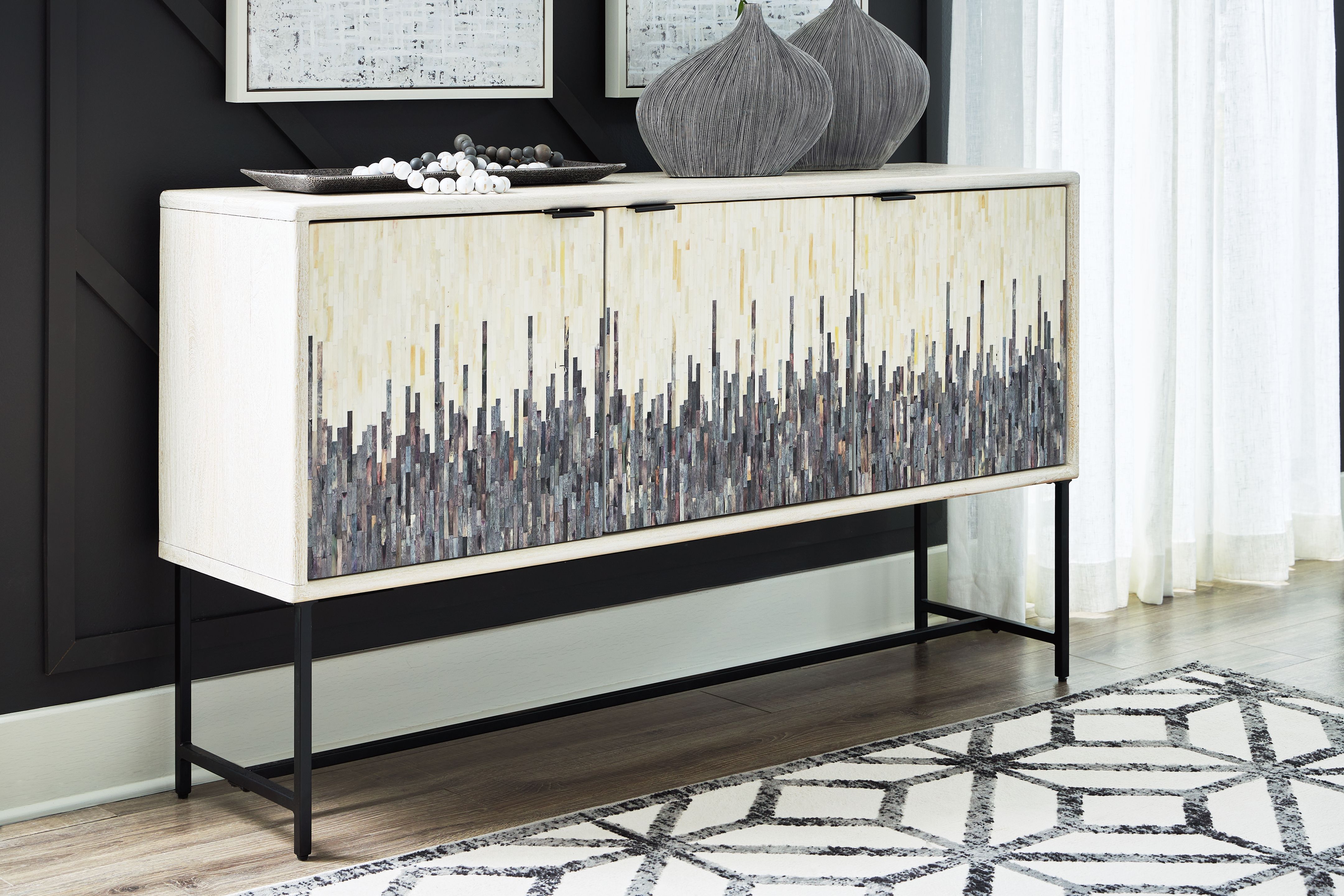 Ashley Furniture Freyton - Accent Cabinet - White / Gray - Image 2