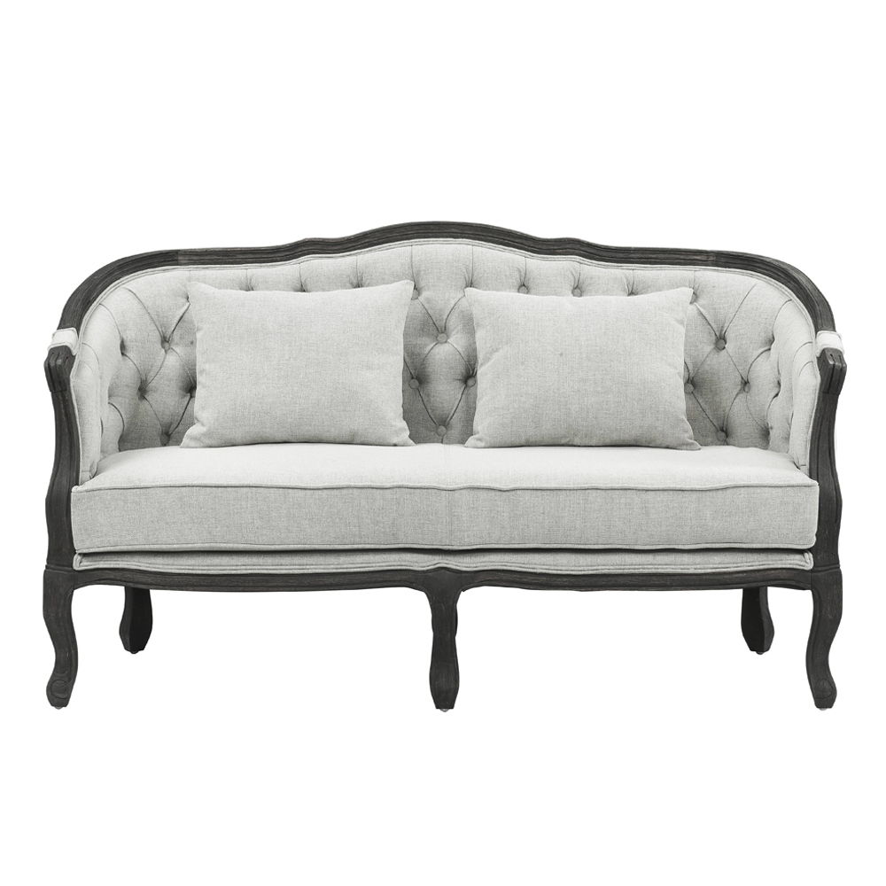 Samael - Loveseat With 2 Pillows - Gray Linen & Dark Brown, light gray, view 6