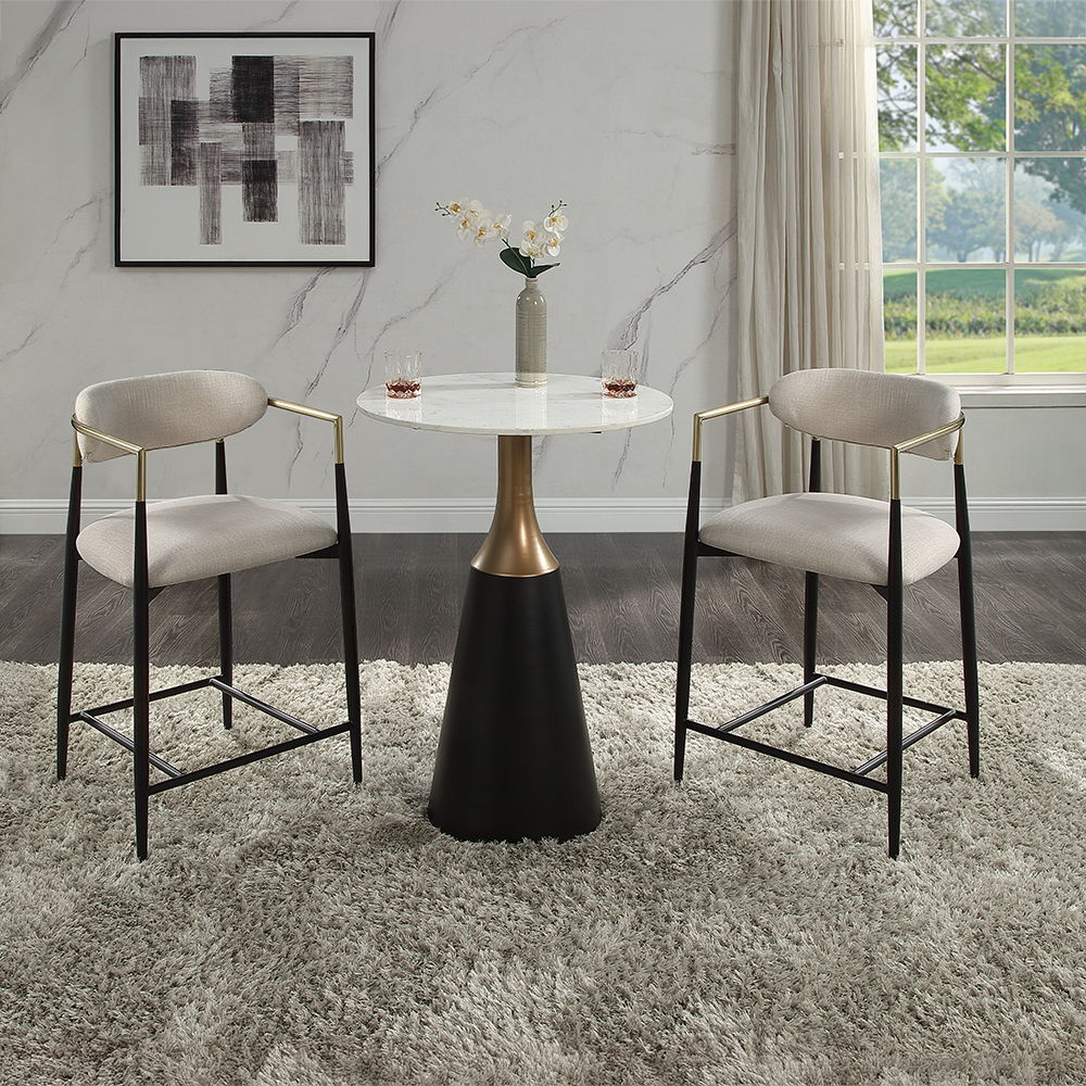 Jaramillo - Counter Height Table - Natural Marble Top & Black, black, view 4