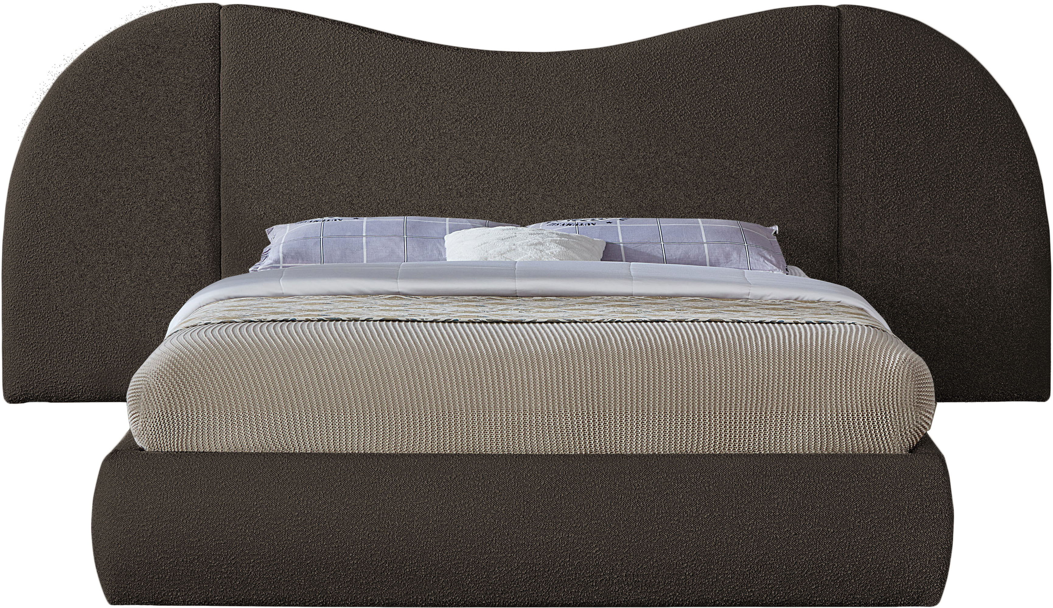Everest - Boucle Fabric Queen Bed - Brown