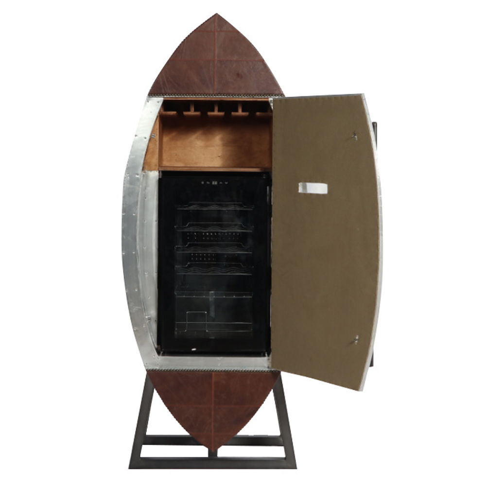 Brancaster - Wine Cooler - Retro Brown Top Grain Leather & Aluminum, light brown, view 5