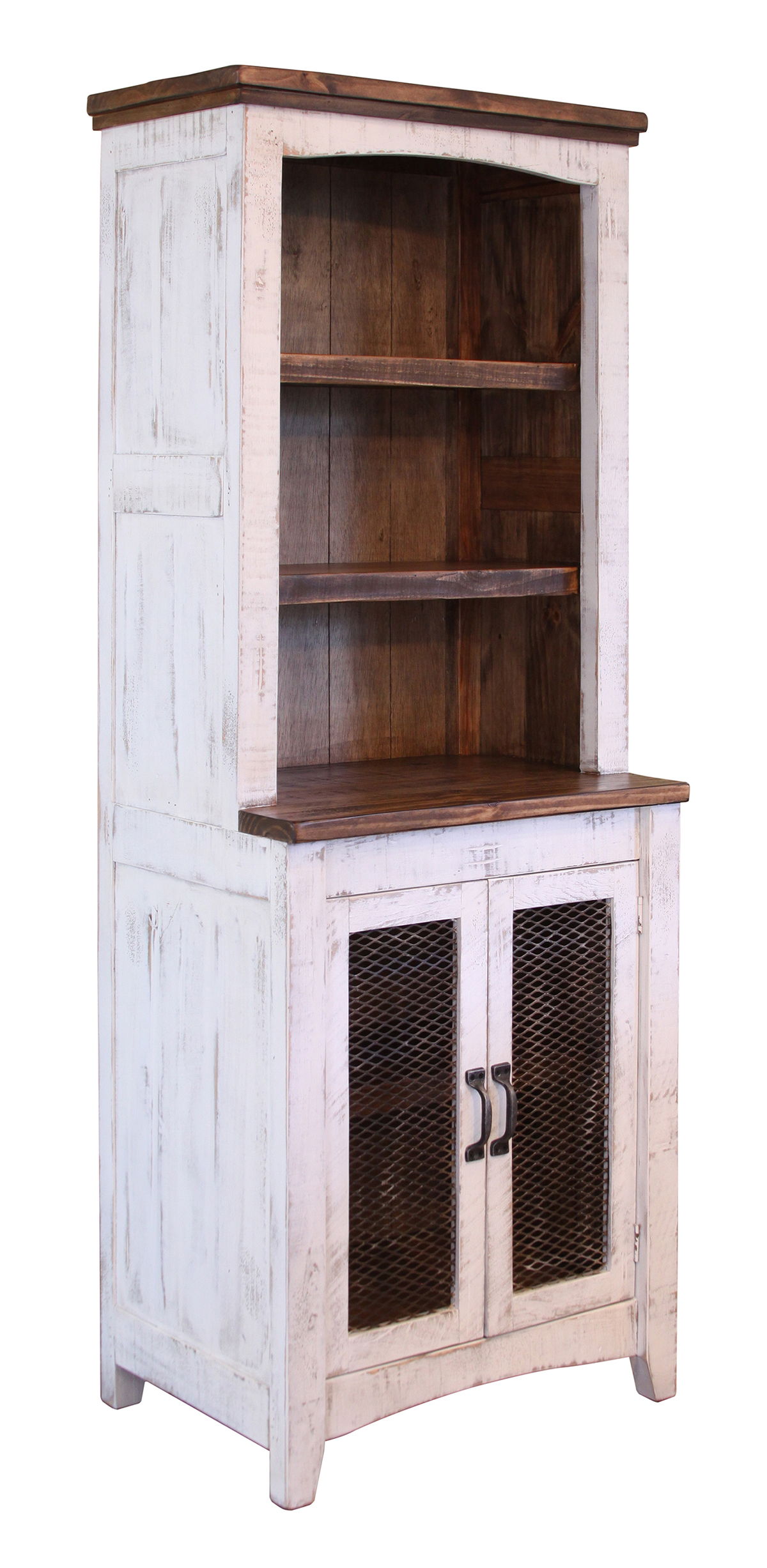 International Furniture Direct Pueblo White - Pier - Antiqued White / Brown