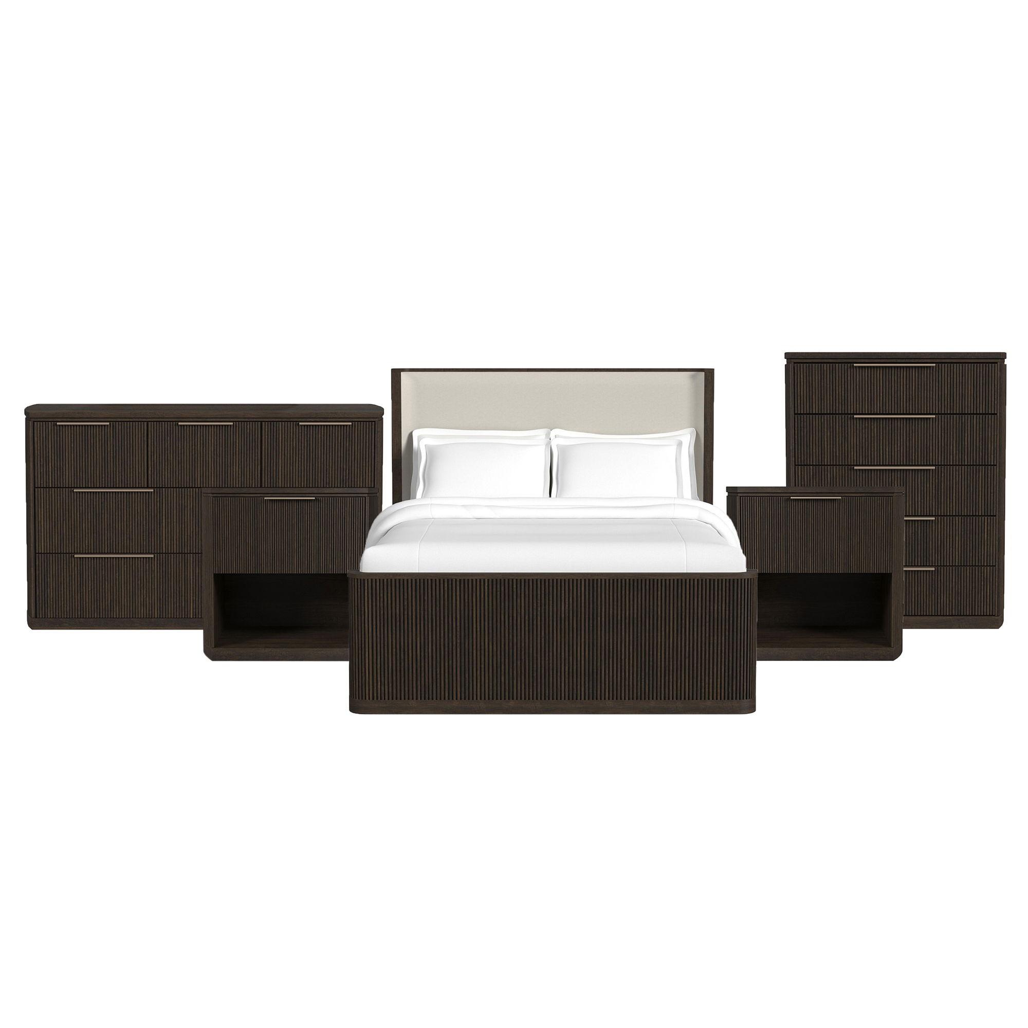 Queen · 5 Pc · Bedroom Set With 2 Nightstands, Dresser & Chest