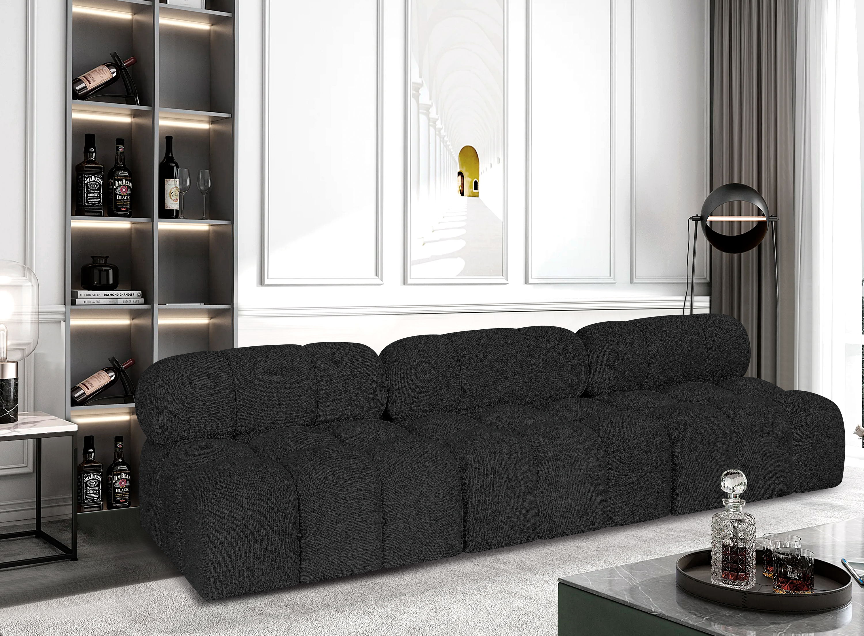 Ames - 3 Piece Modular Armless Sofa - Black