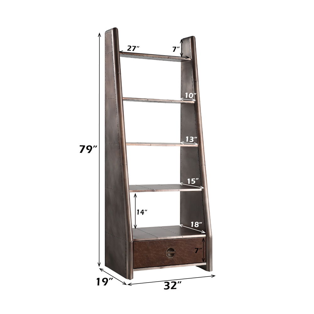 Brancaster - Bookcase - Aluminum, dark brown, view 4