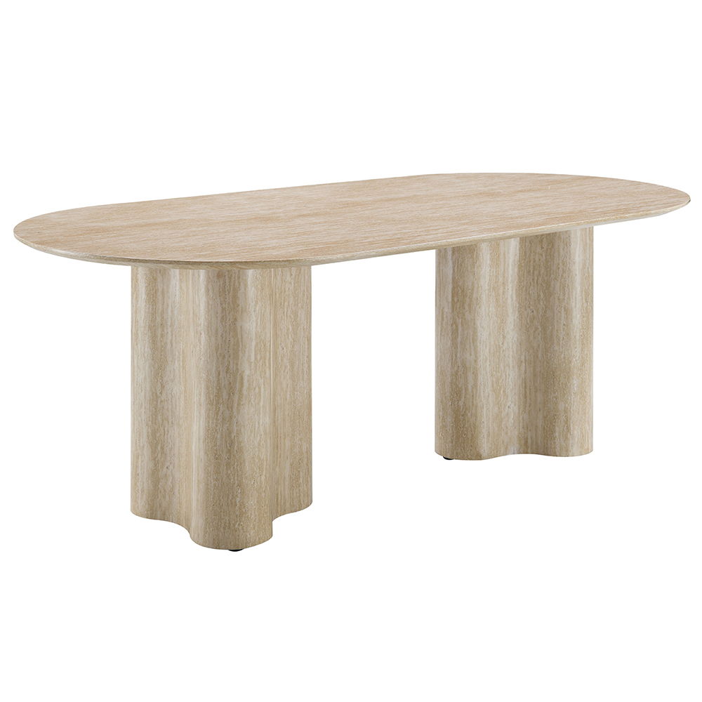 Jirina - Dining Table - Travertine Pattern, light brown, view 2