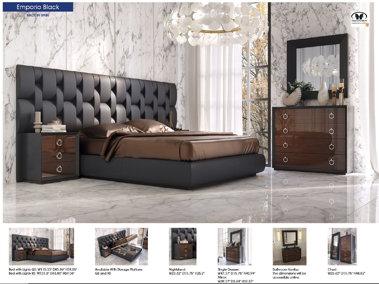 Emporio - Queen Size Bed - Black