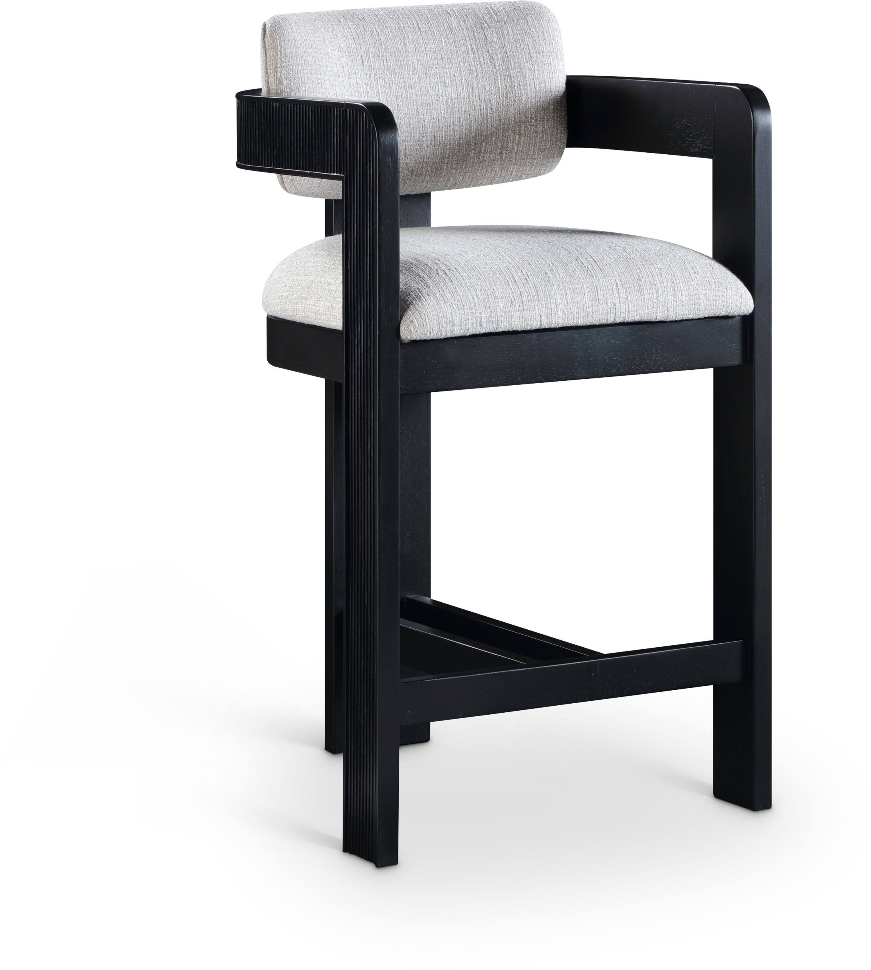 Sacha - Linen Stool With Black Base - Gray