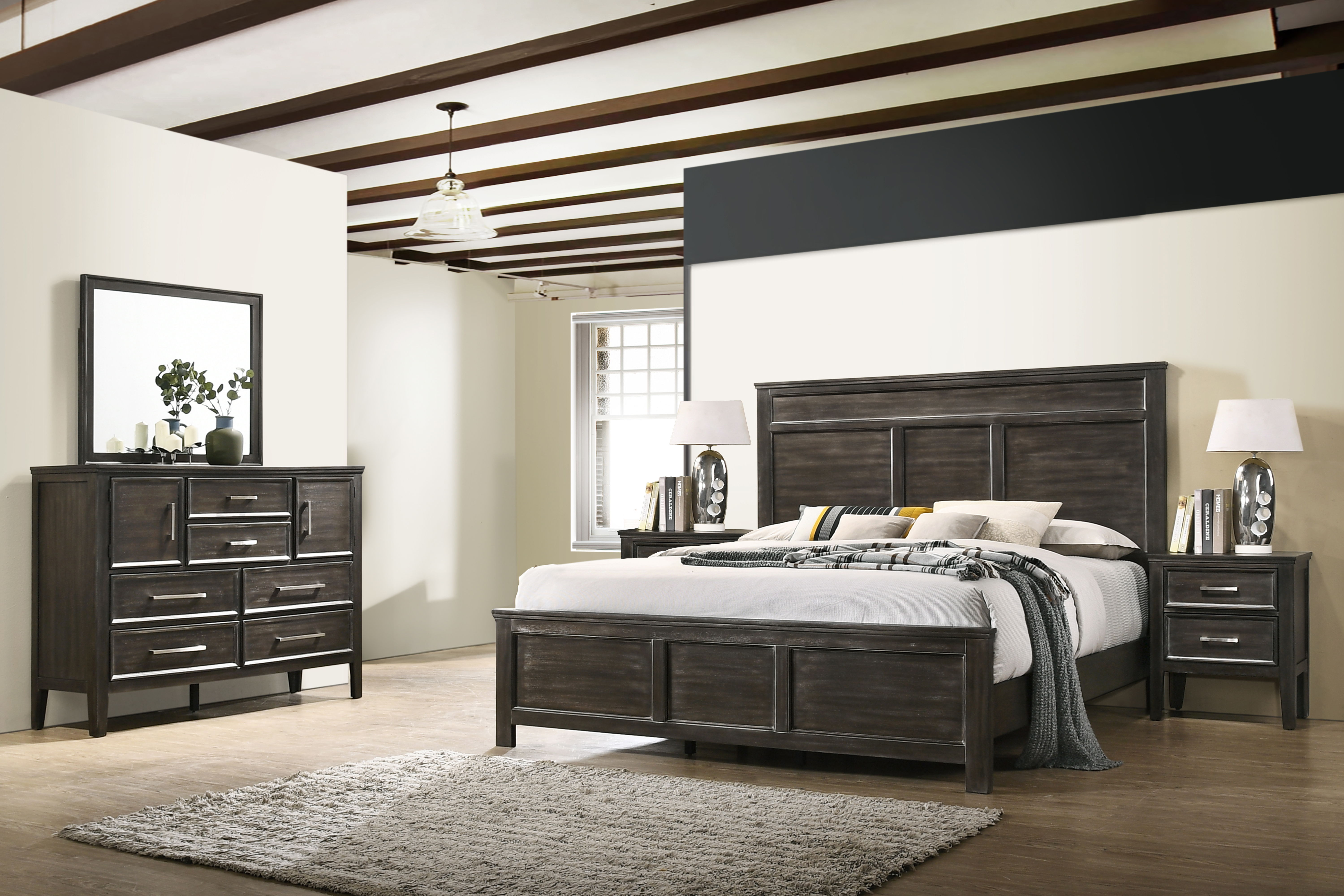 Andover - 6/0 Western King 5 Piece Bedroom Set (Bed & Dresser & Mirror & Chest & Nightstand) - White