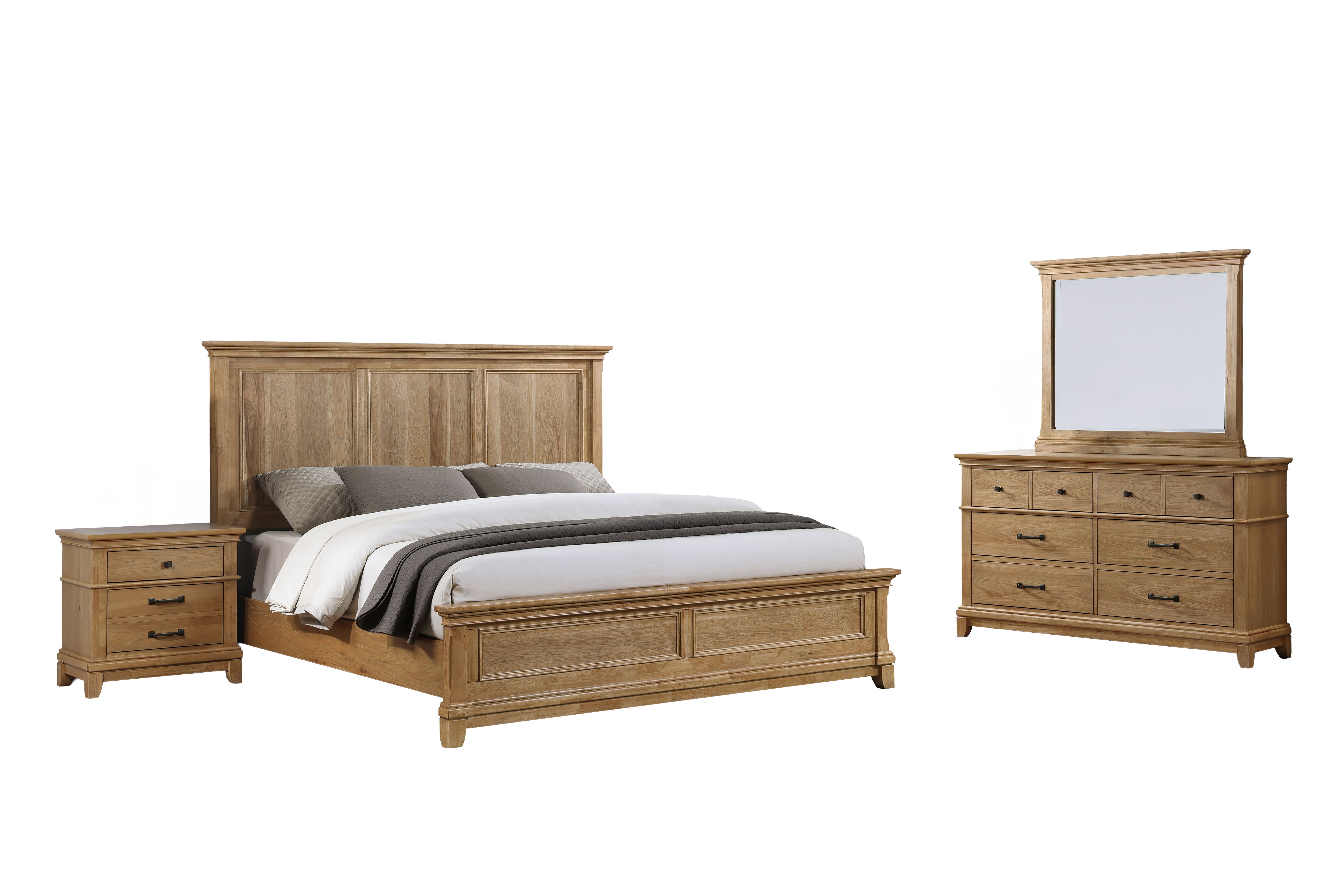 King · 4 Pc · Bed, Dresser, Mirror, Nightstand