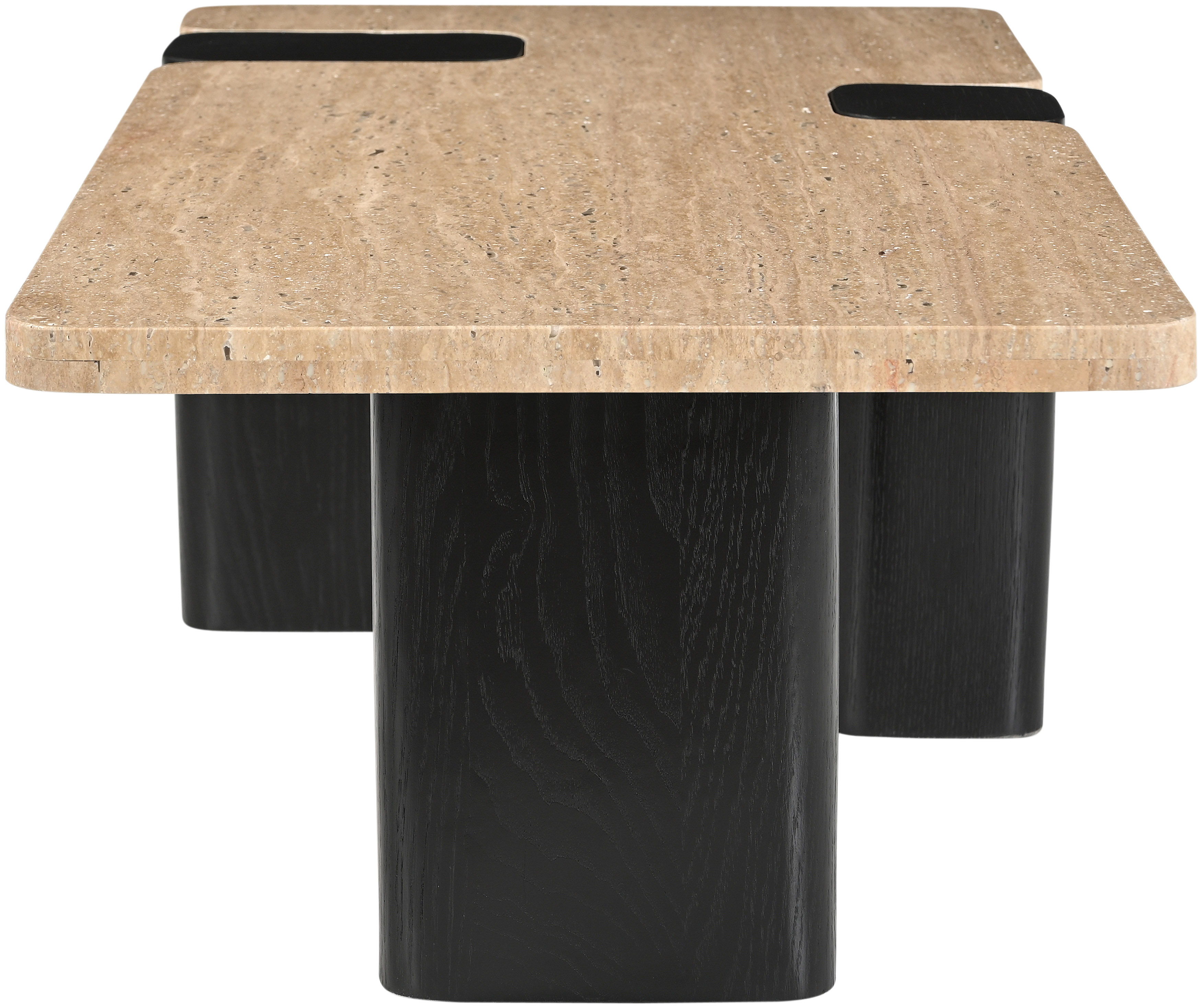 Ravenna - Genuine Travertine Top And Oak Wood Base Coffee Table - Natural