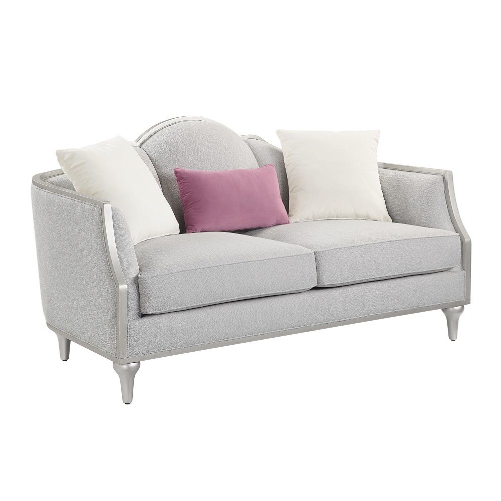 Kasa - Loveseat With 3 Pillows - Beige Linen & Champagne, beige, view 7