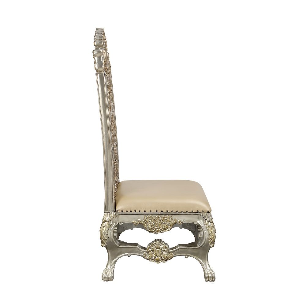 Danae - Side Chair (Set of 2) - Synthetic Leather , Champagne & Gold, beige, view 2