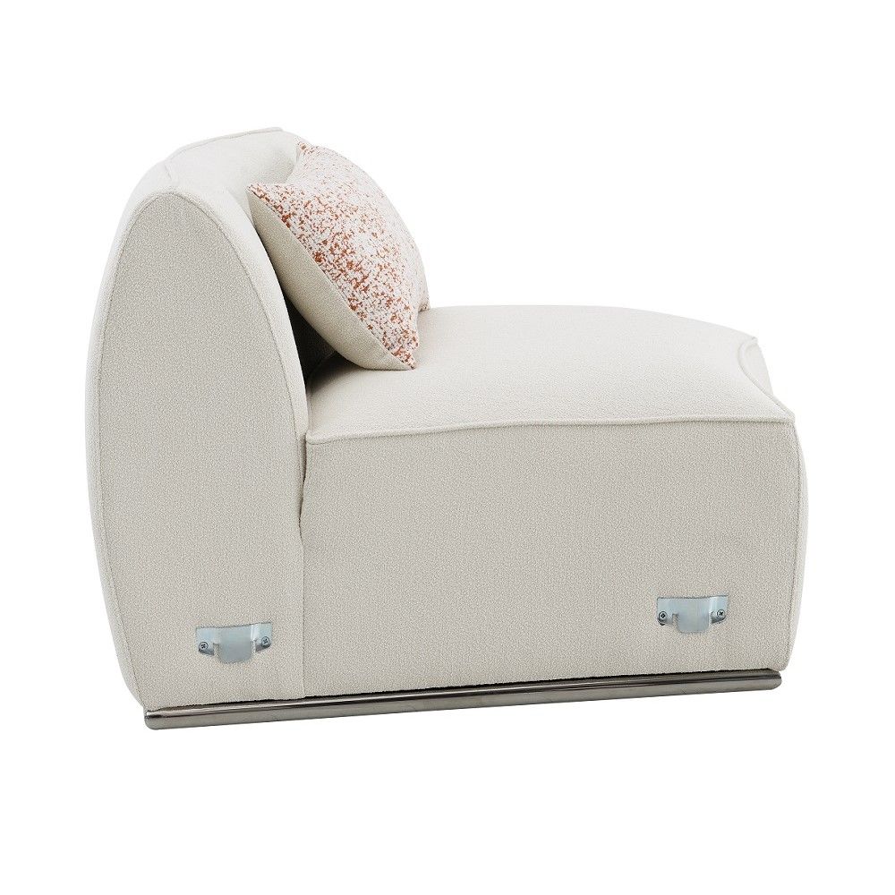 Sahara - Sectional Sofa With 3 Pillows - Beige Boucle, white, view 7
