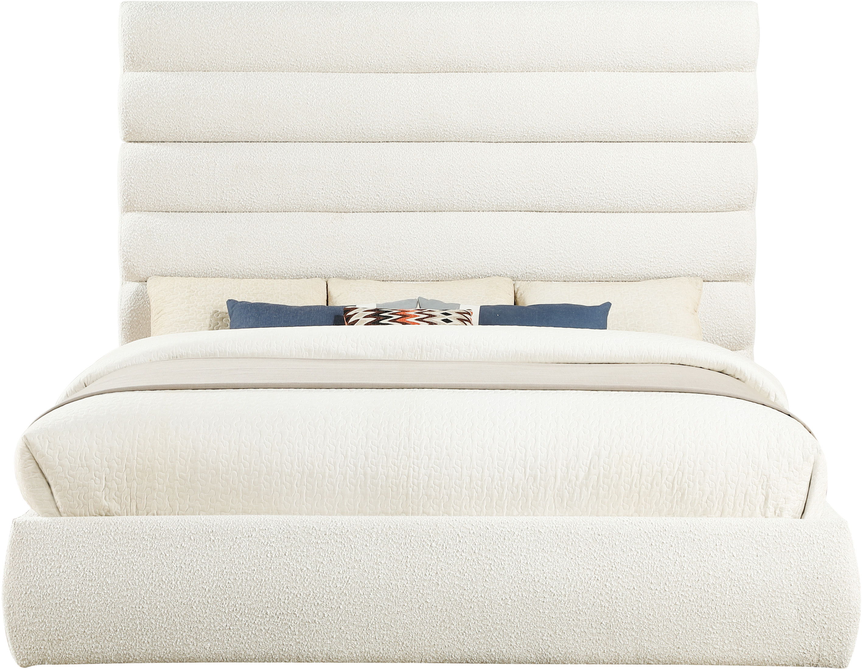 Adam - Boucle Fabric King Bed With 70.5" Headboard - White