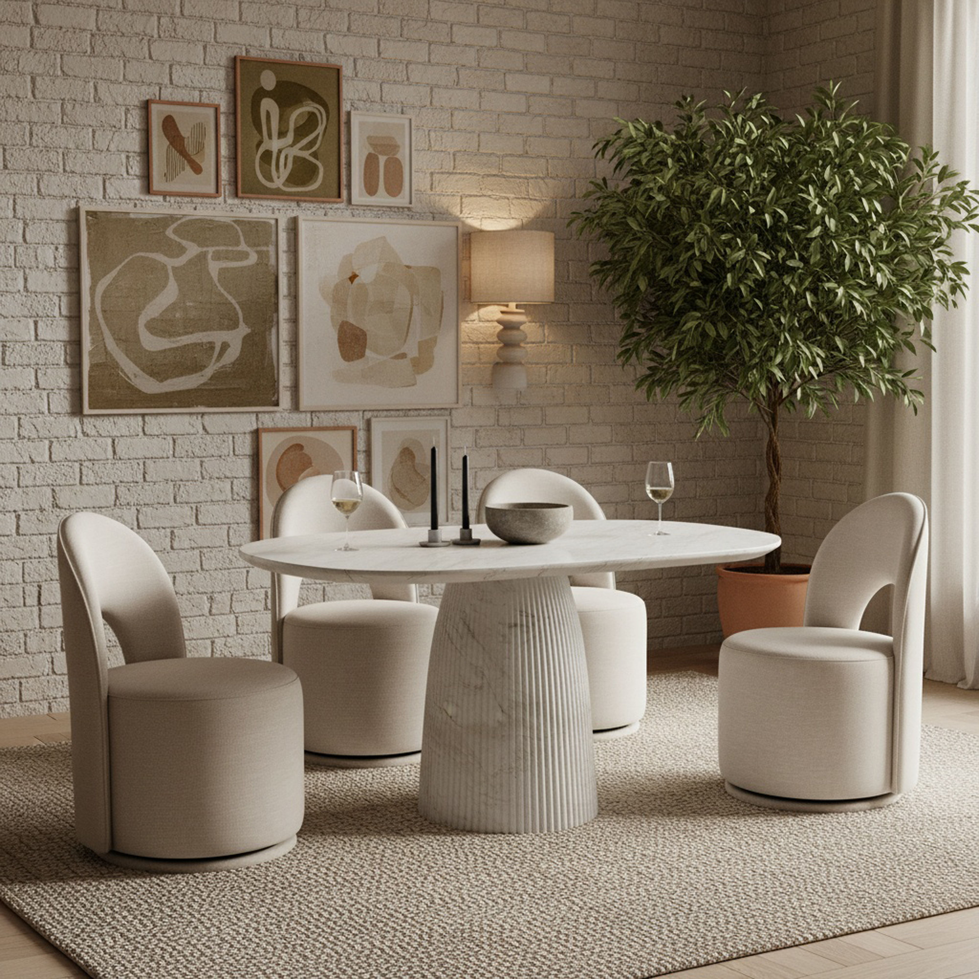 Venosa - 42"Concrete Indoor / Outdoor Dining Table - White