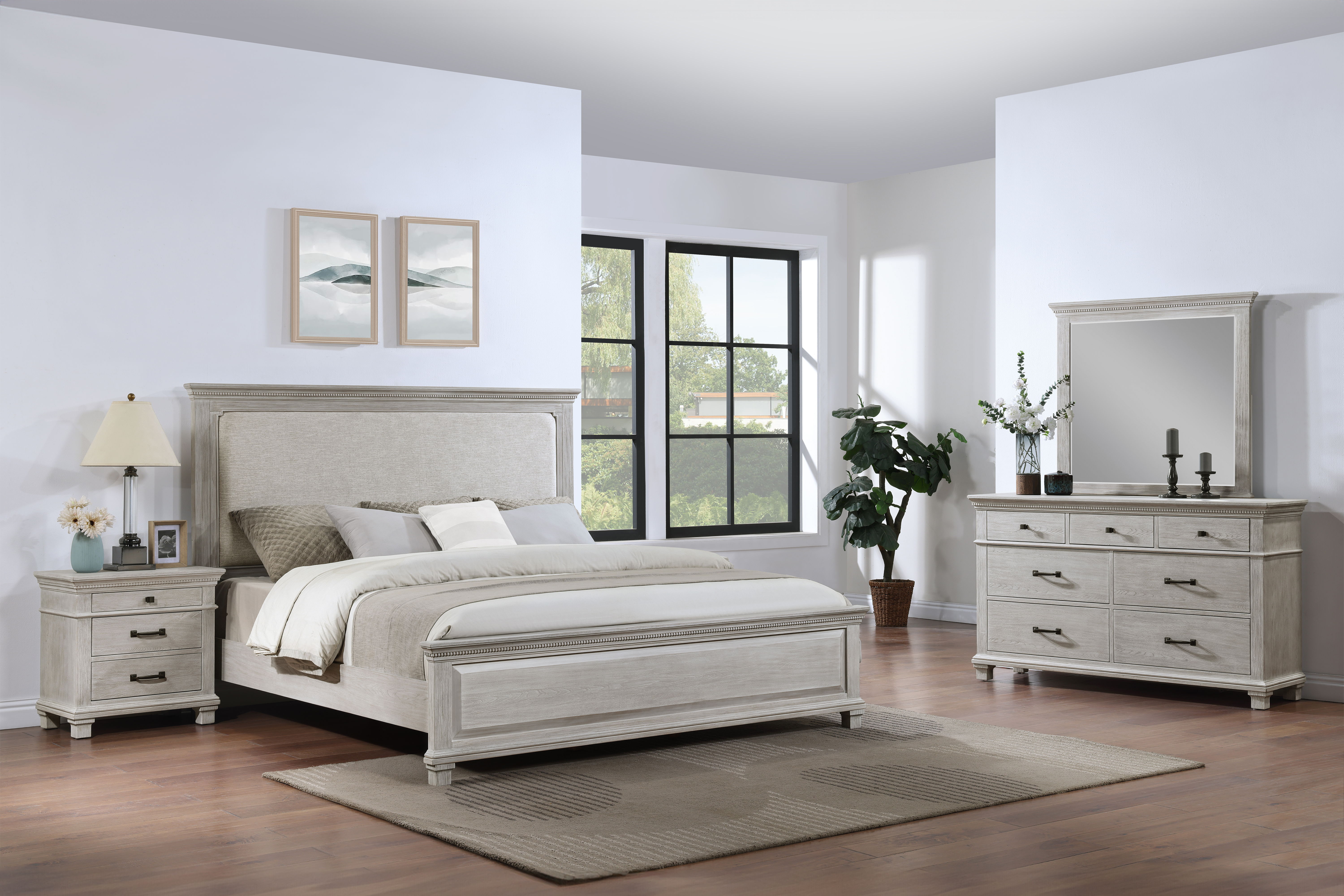 Silver Sands - 5/0 Queen 4 Piece Bedroom Set (Bed, Dresser, Mirror, Nightstand) - Gray