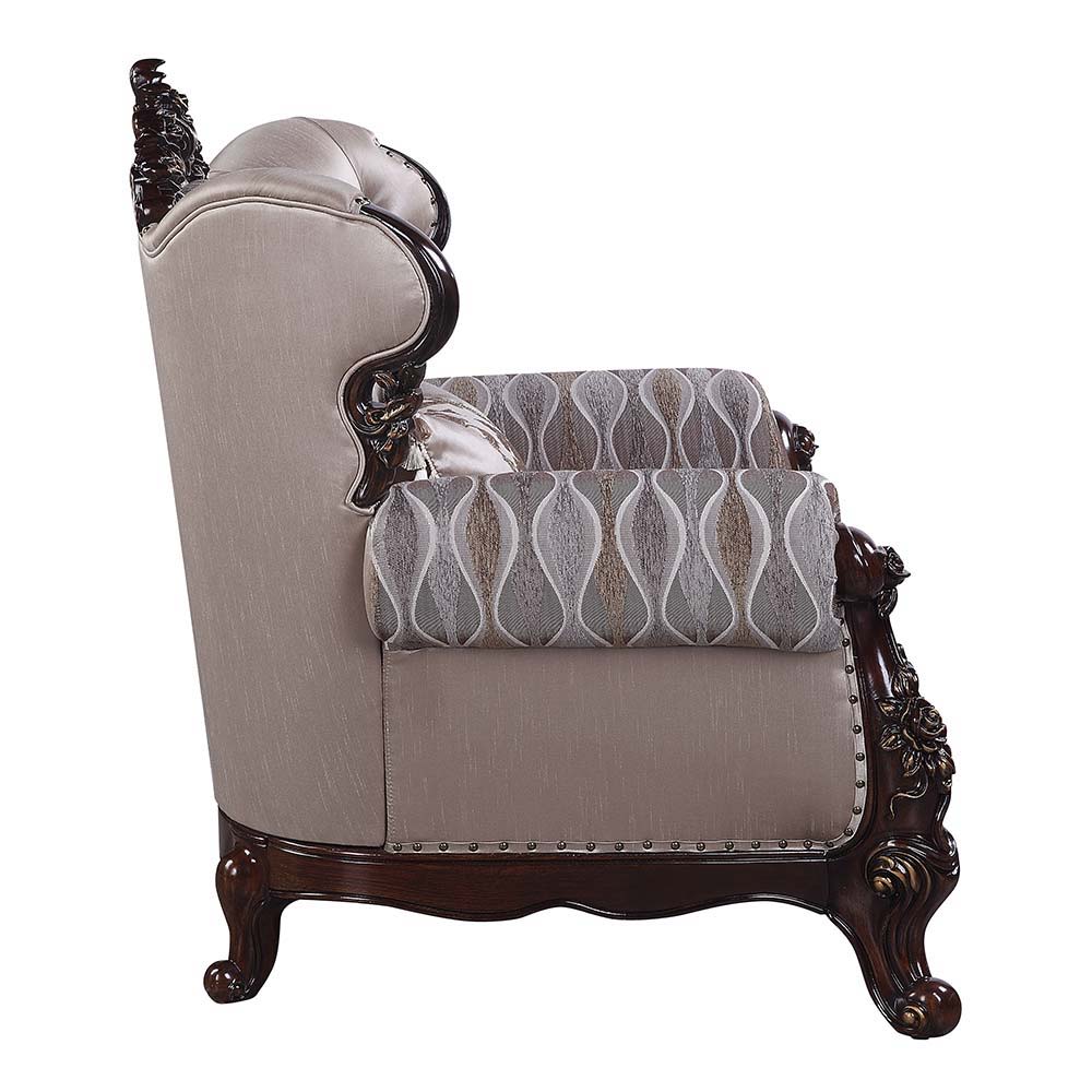 Benbek - Loveseat With 3 Pillows - Fabric & Antique Oak, beige, view 6