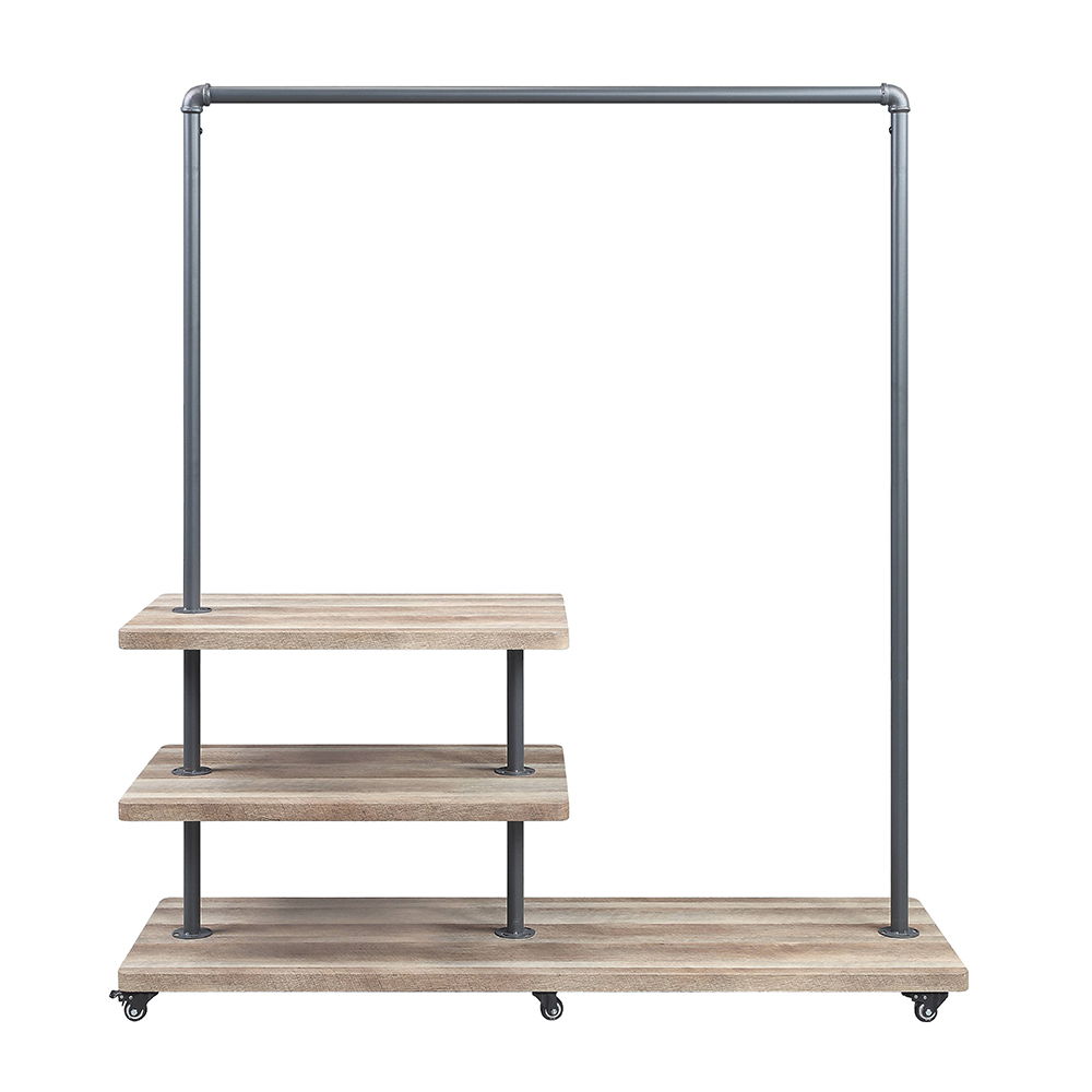 Brantley - 66" Hanger Rack - Oak & Sandy Gray, dark gray, view 4
