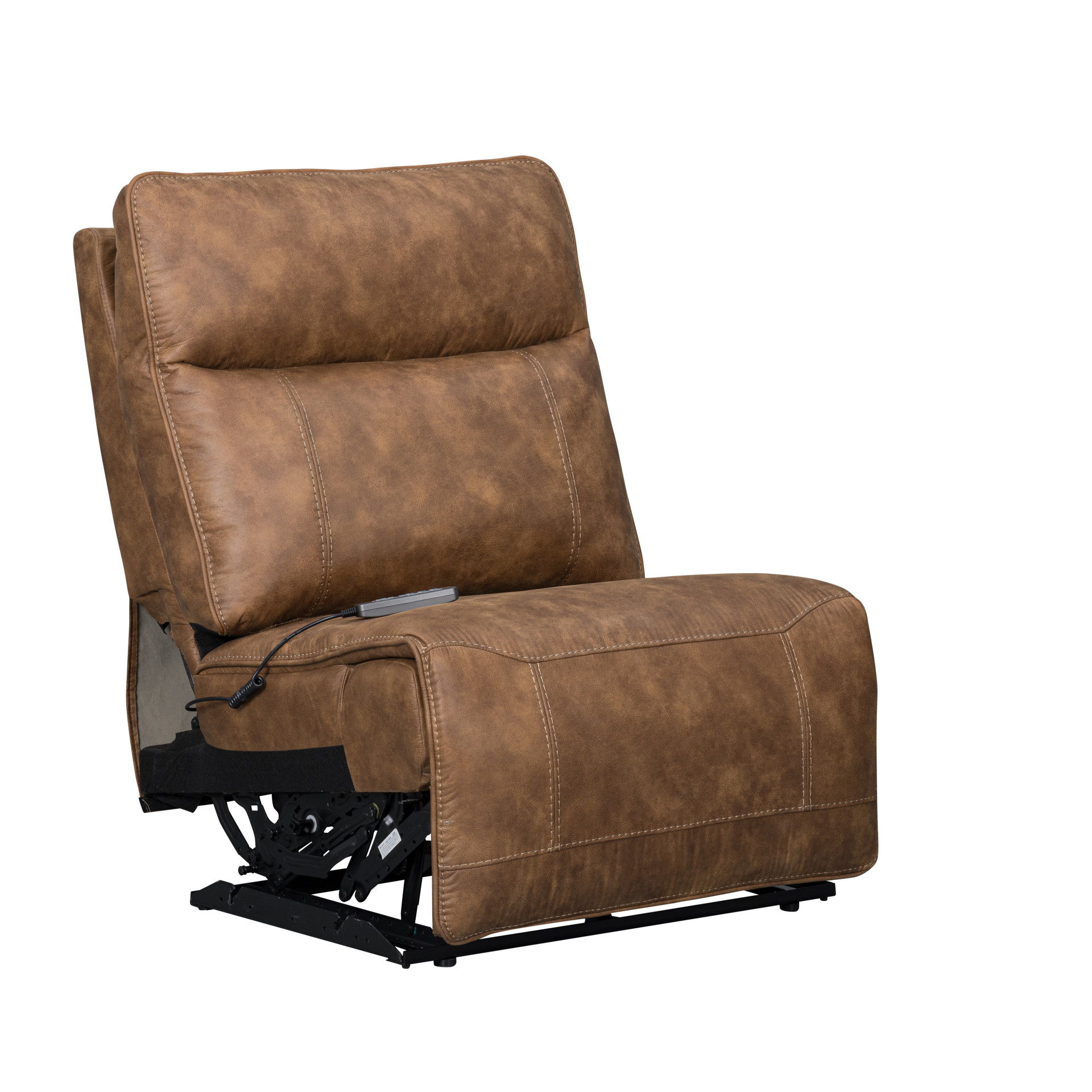 Kyra - Armless Recliner With Power Headrest, Footrest, Massage, Heat - Saddle