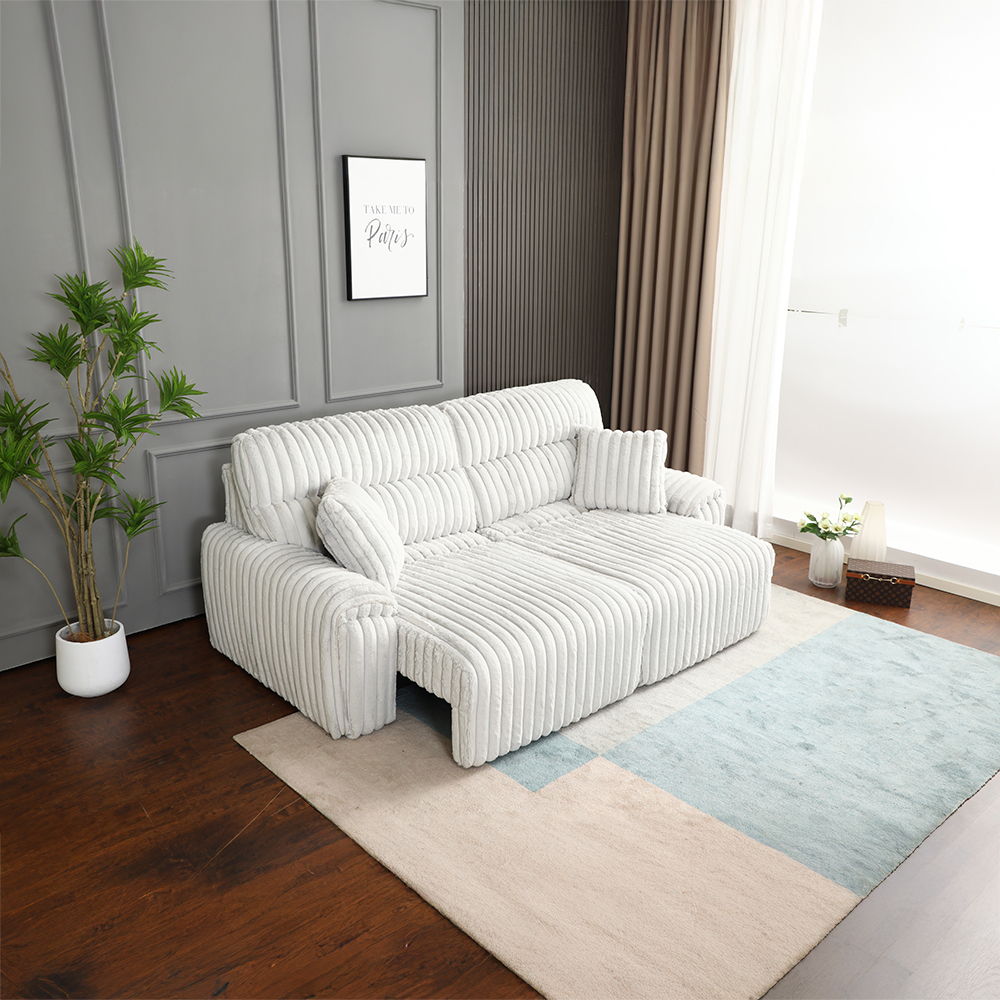 Jaya - Power Motion Sofa With Sleeper & USB Port - Mondo Gray Corduroy, white, view 7