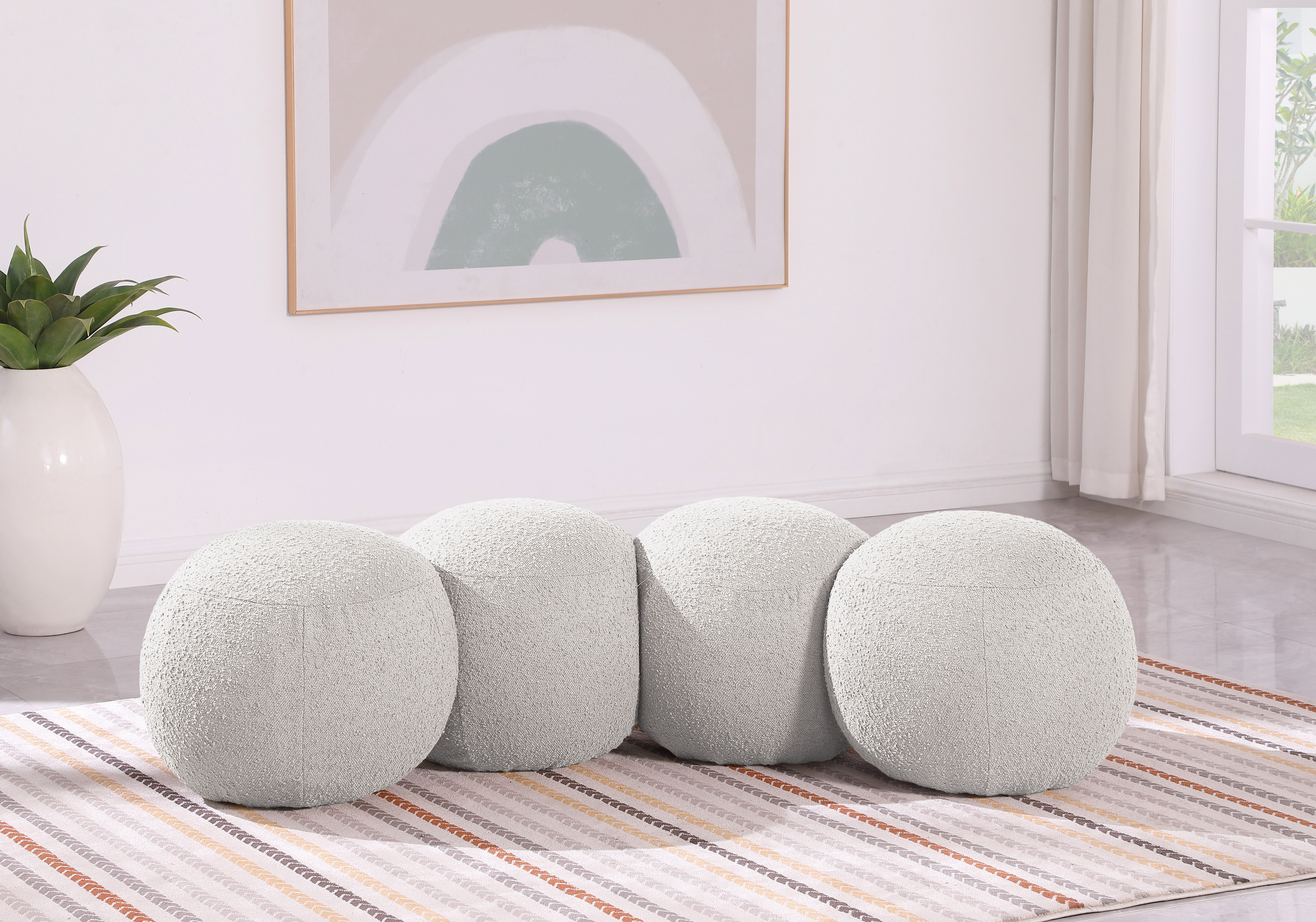 Apollo - 65" Boucle Fabric Bench - Cream