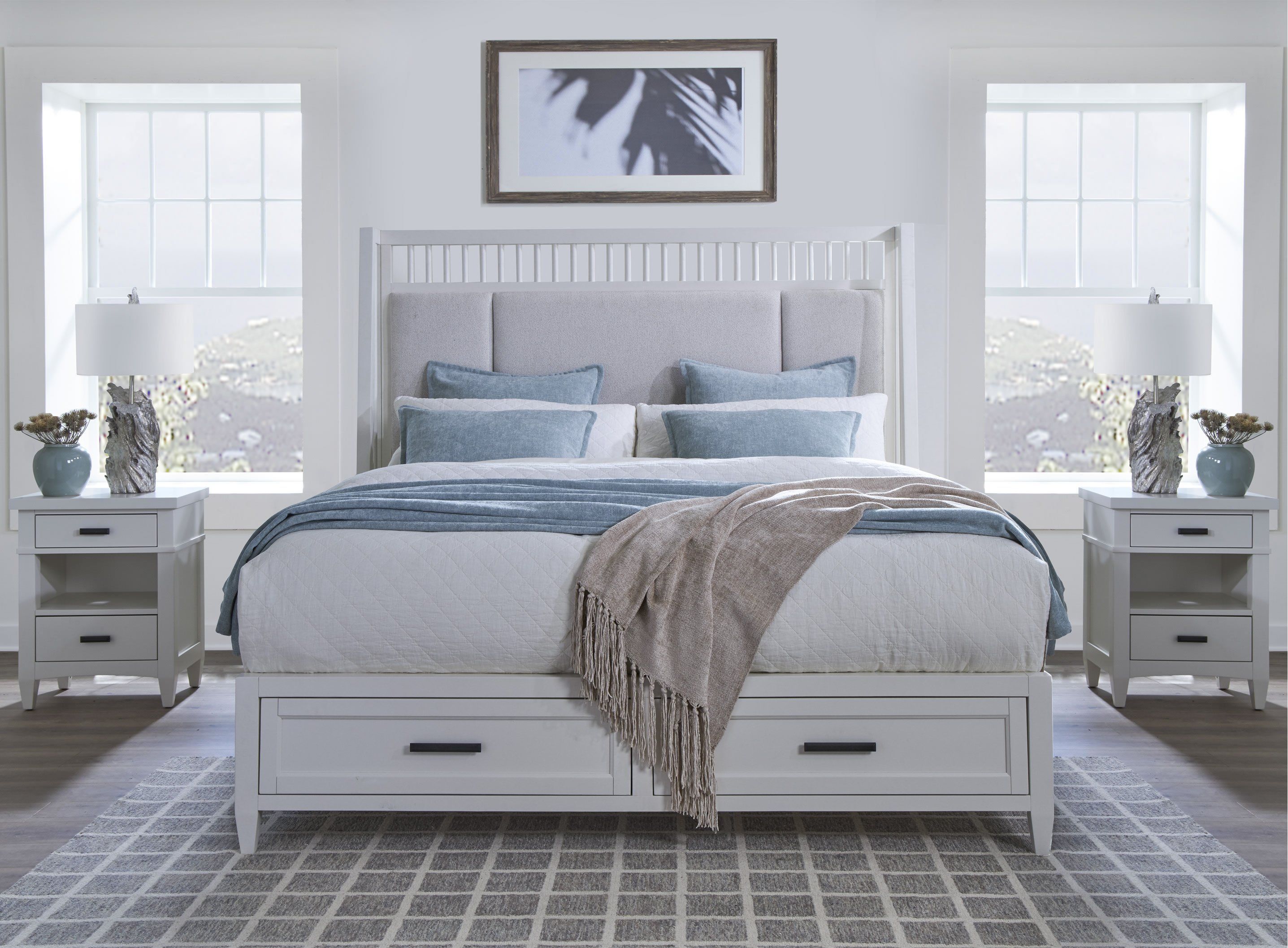 Americana Modern - Bedroom King Shelter Bed With 2 Nightstands - Cotton Image