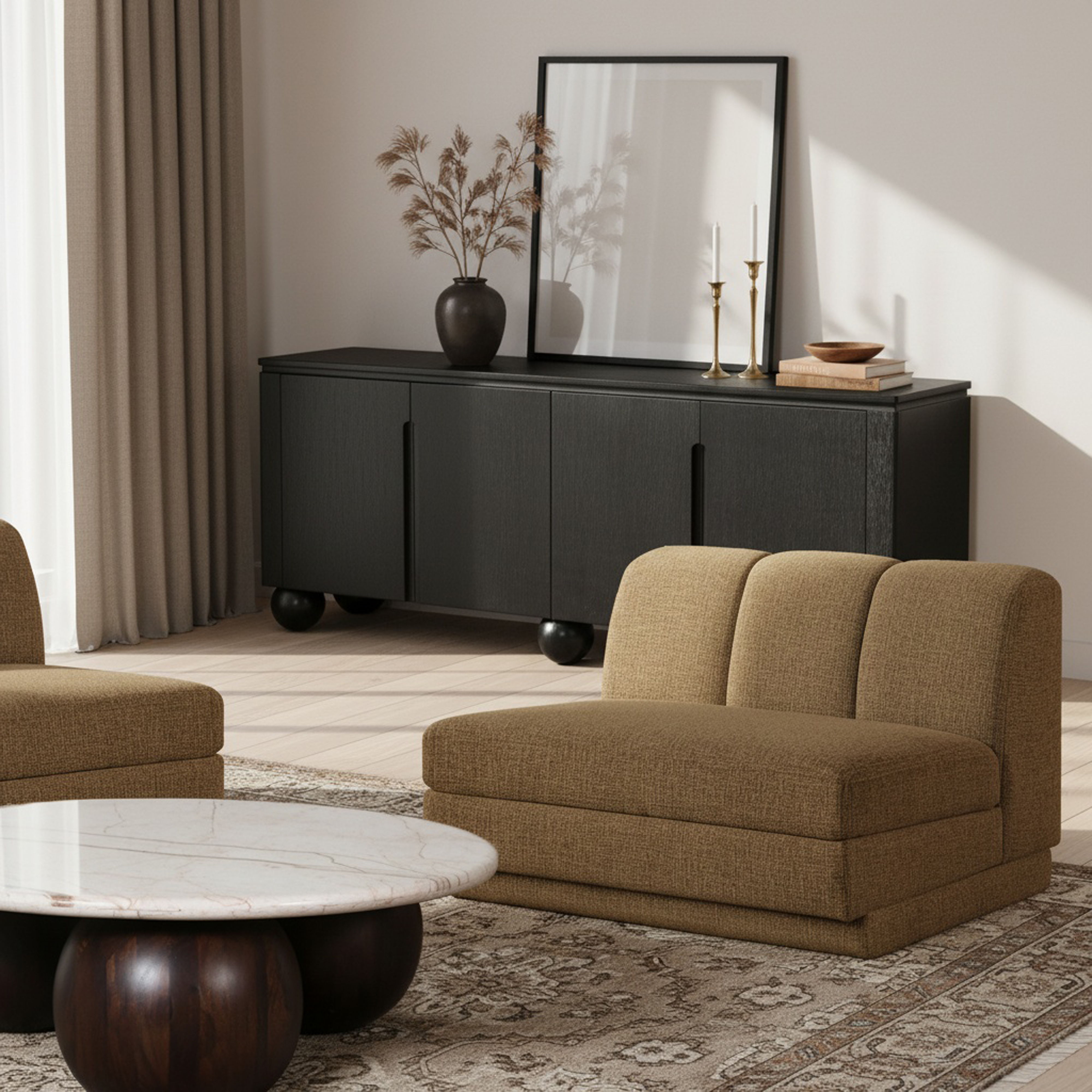 Modari - Fabric Upholstered Armless Chair - Brown