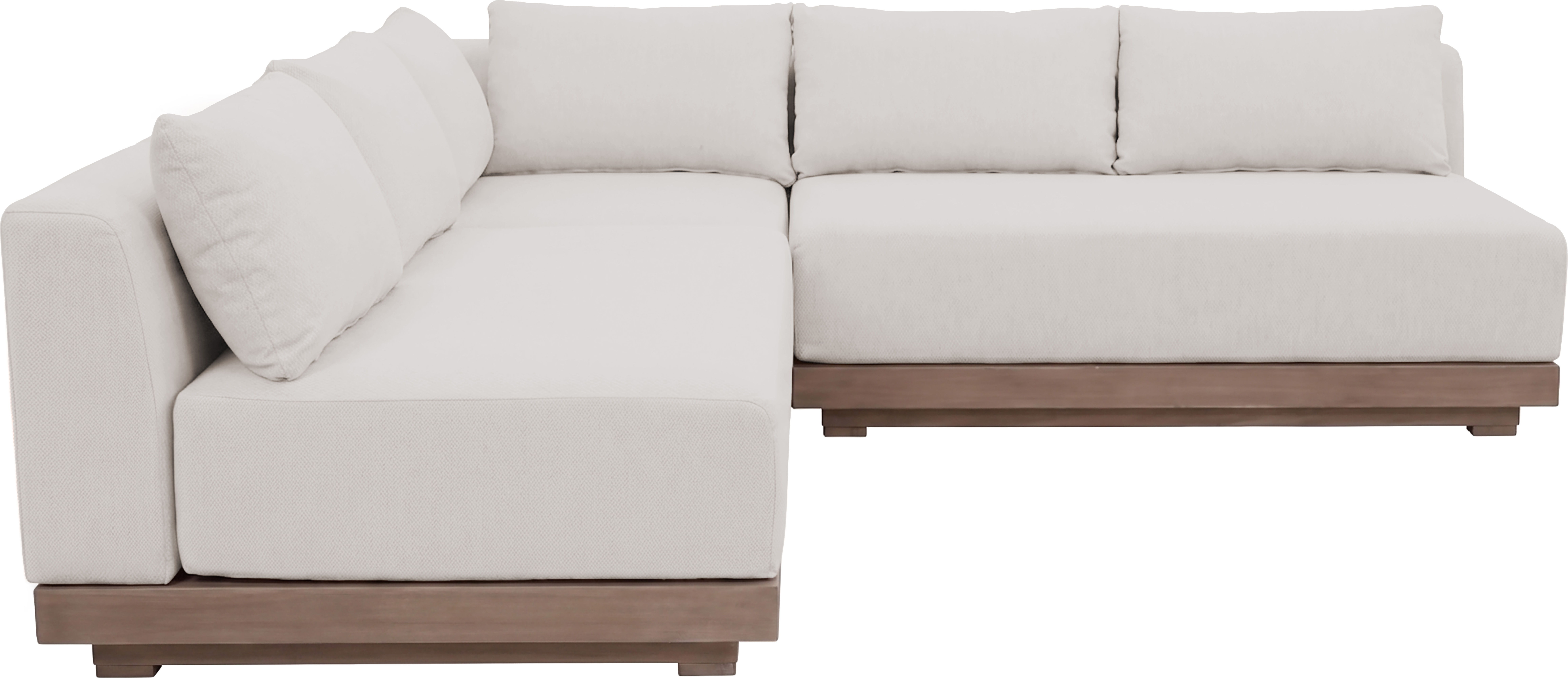 Solace - Olefin Performance Fabric 3 Piece Outdoor Patio Modular Sectional (2 Loveseats & Corner Chair) - Cream