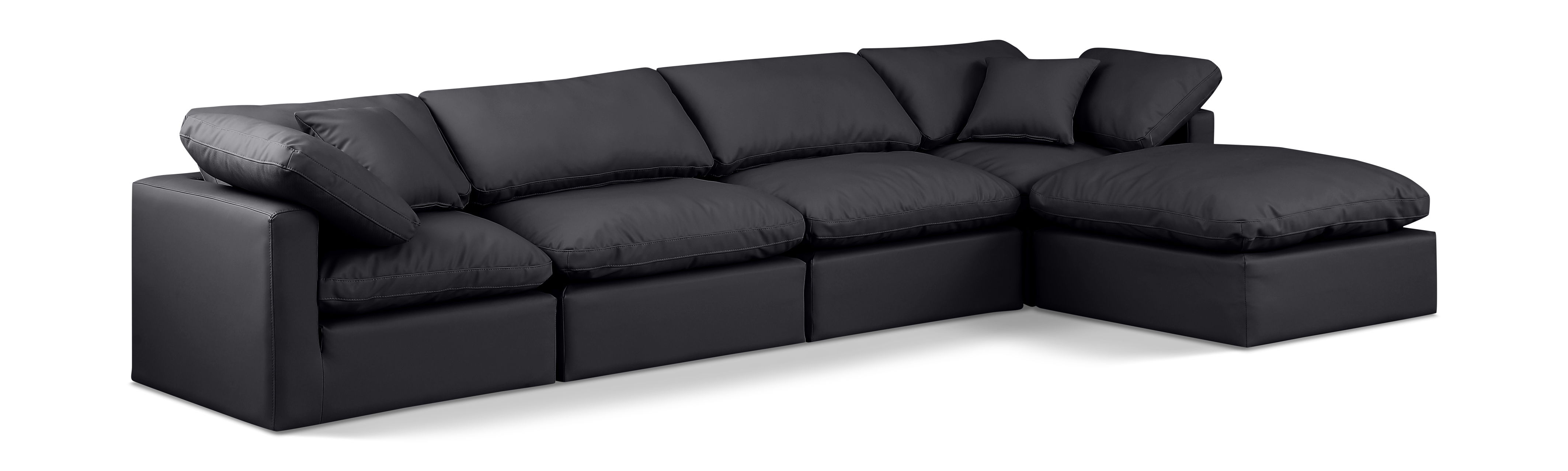 Indulge - Faux Leather 5 Piece Modular Sectional With Chaise - Black