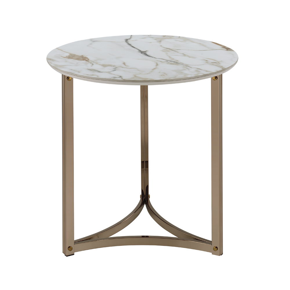 Zaidee - 23.5" End Table - Sintered Stone & Champagne, gold, view 6