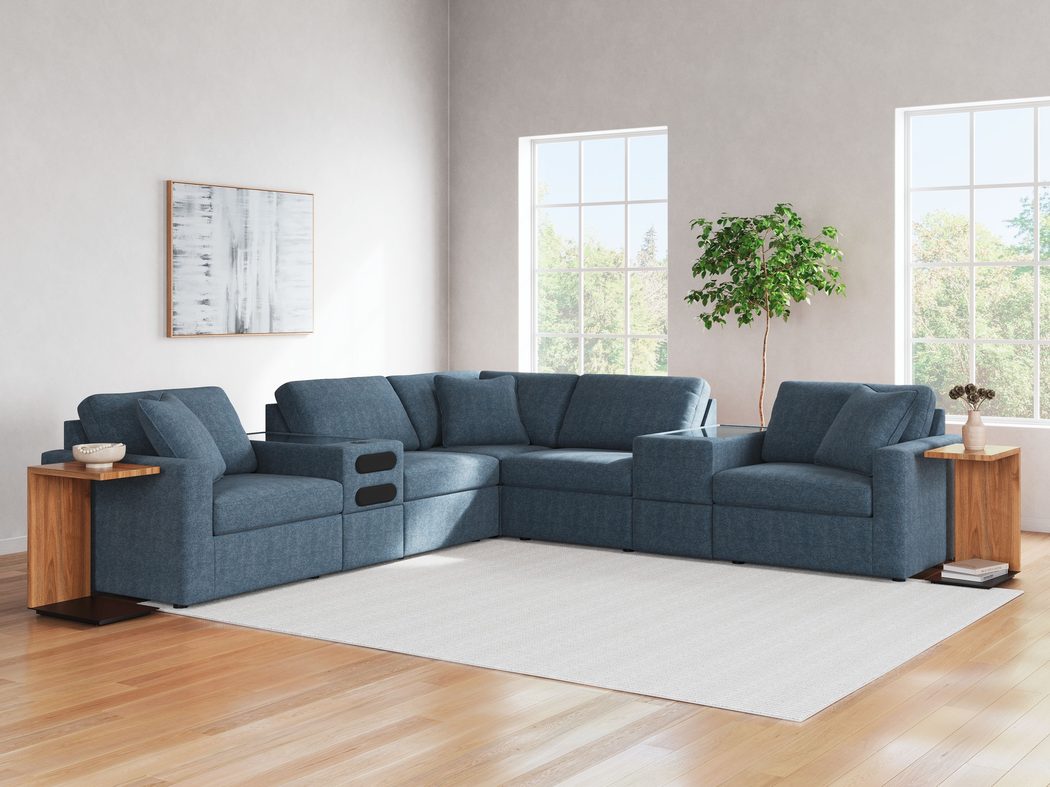 Ashley Furniture Modmax - 7-Piece Balanced Sectional With Audio And Storage Consoles - Ink - Image 3