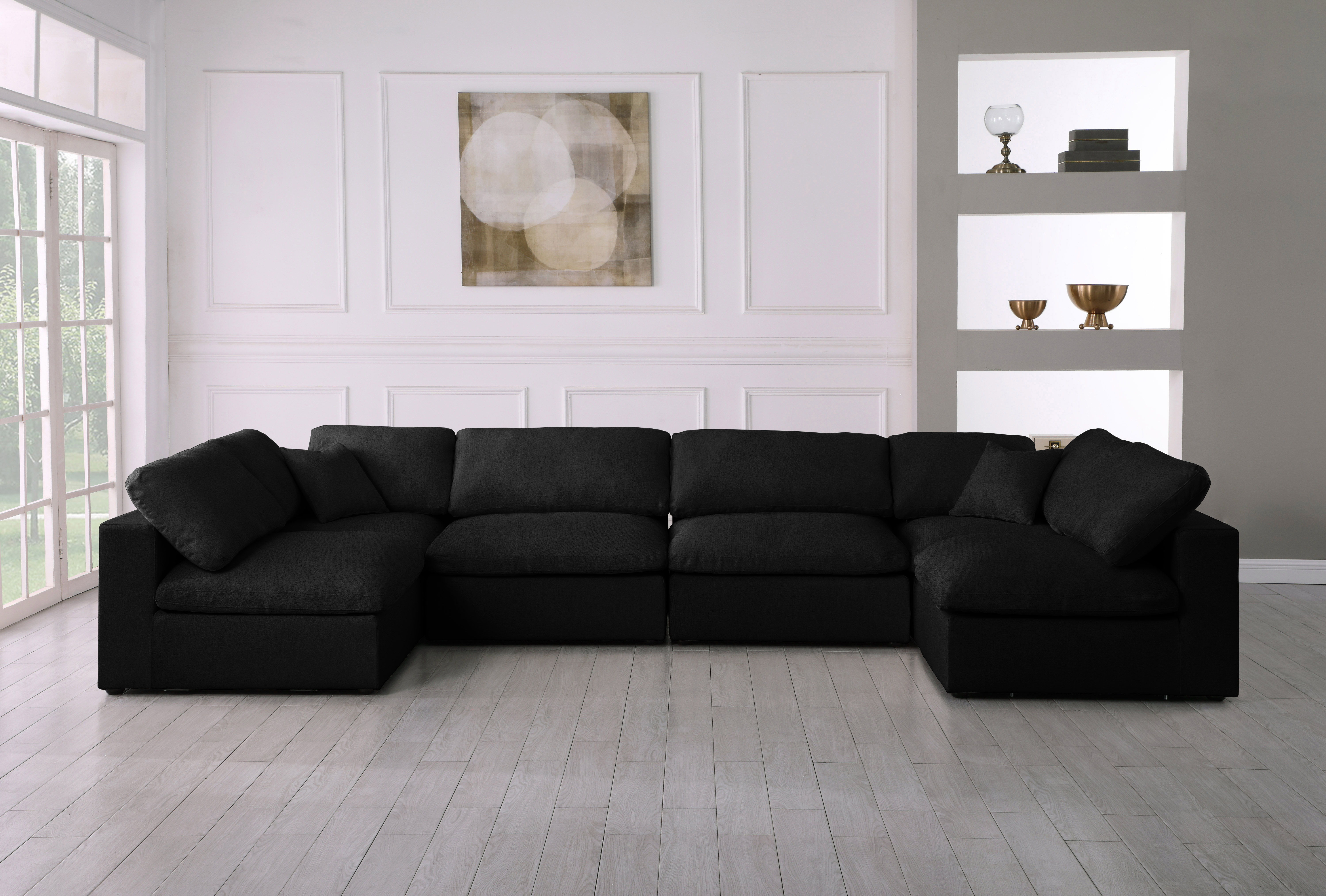 Serene - 6 Piece Modular U-Shaped Sectional - Black