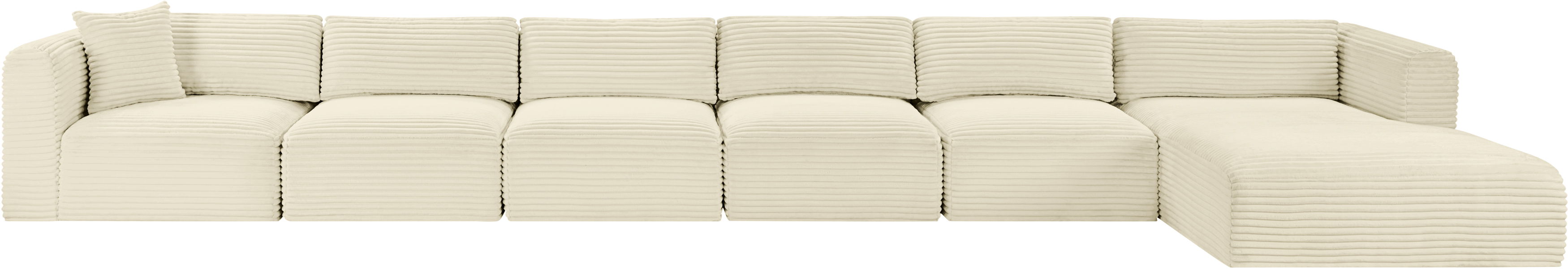 Shaggy - 6 Piece Modular Sectional With Chaise - Cream