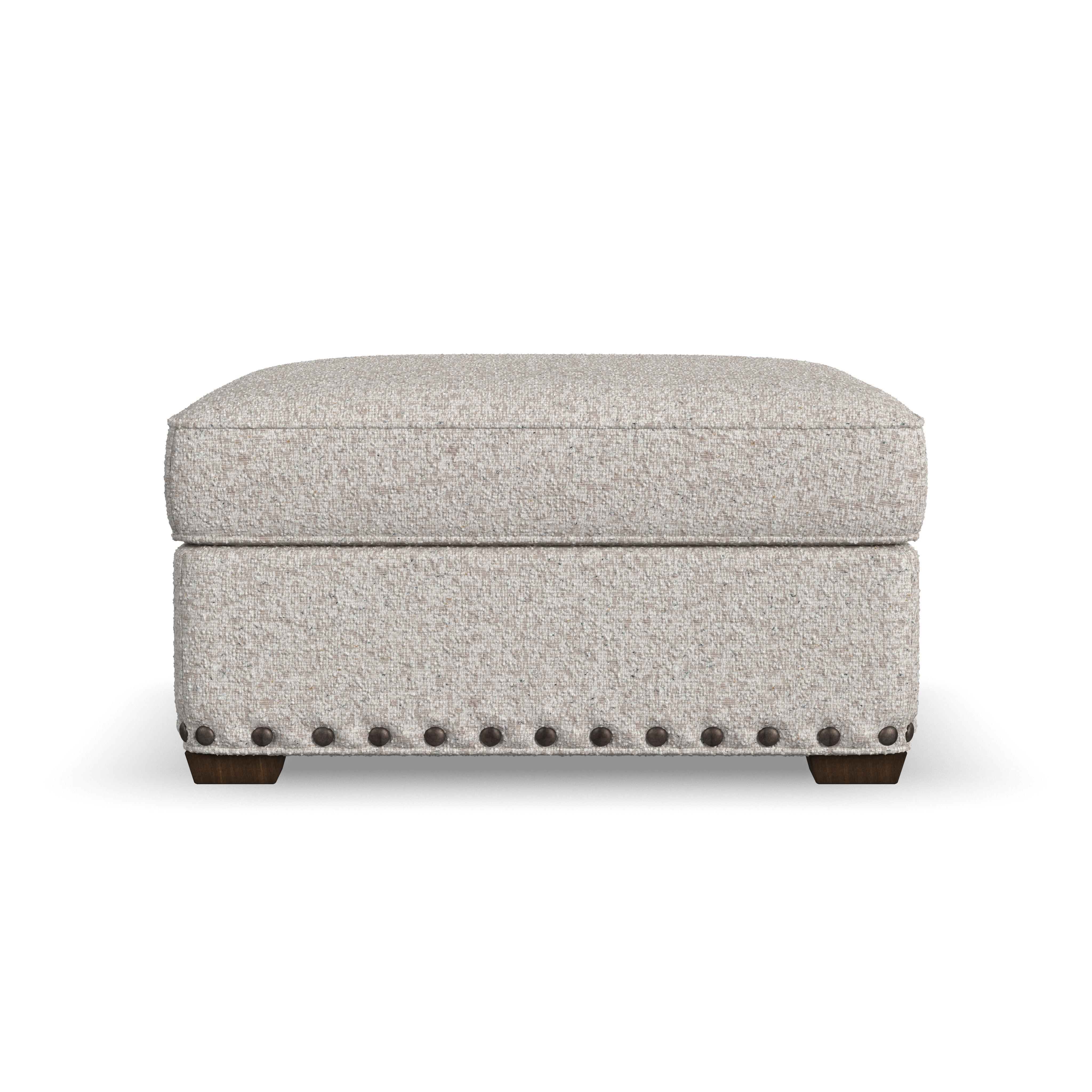 Milo - Fabric Cocktail Ottoman With Nailhead Trim, beige, view 2