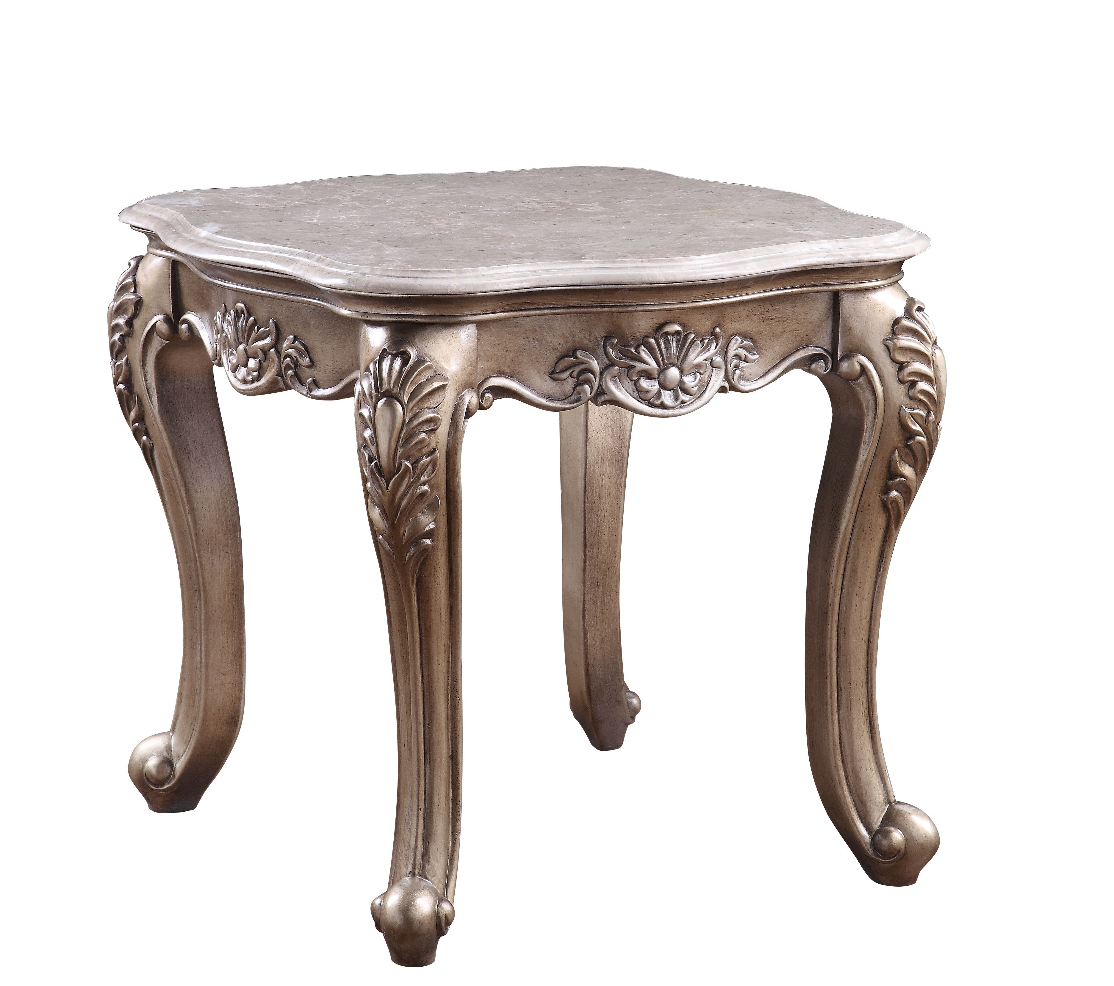Jayceon - End Table - Marble Top & Champagne, beige