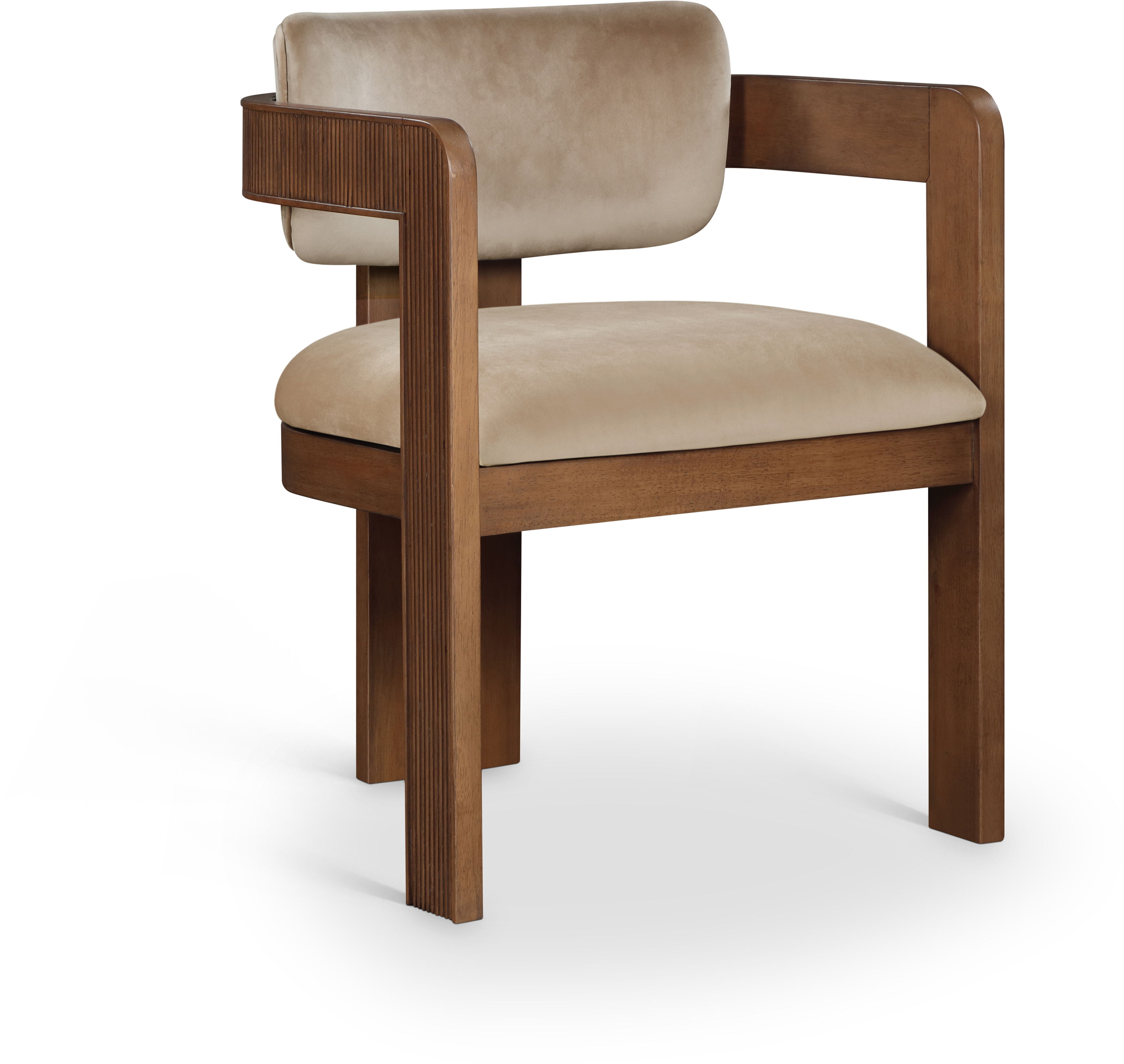 Sacha - Velvet Dining Chair With Brown Base (Set of 2) - Beige