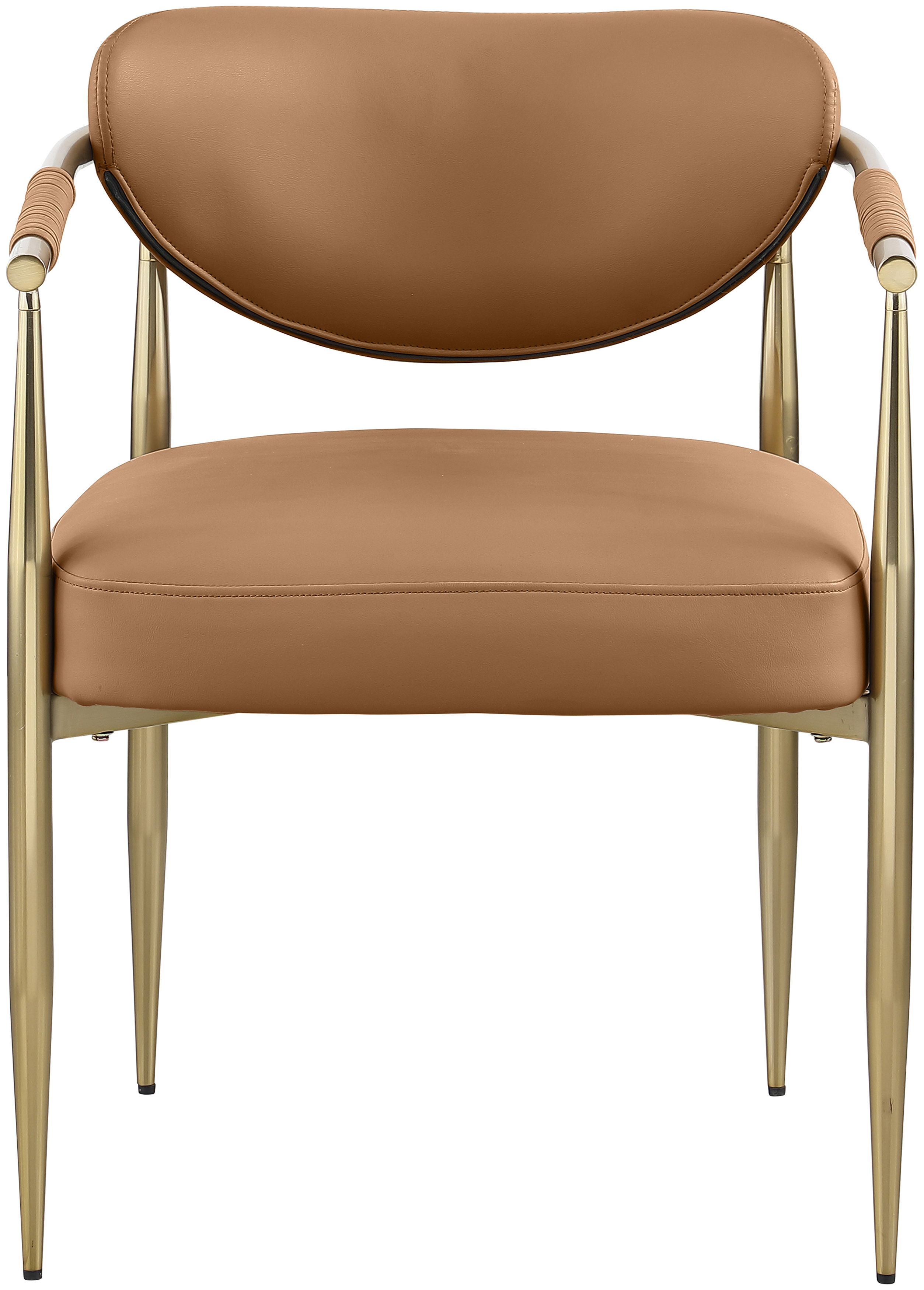 Virella - Vegan Leather Upholstered Dining Chair With Gold Base (Set of 2) - Cognac