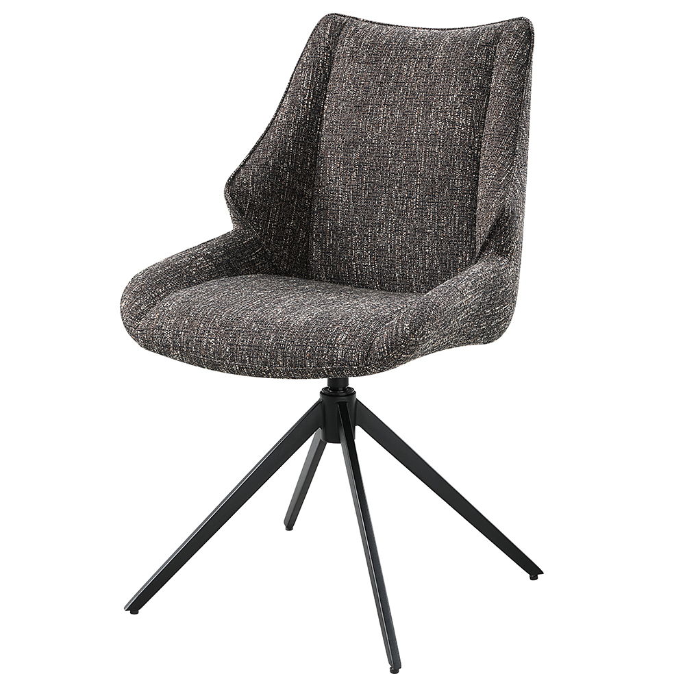 Malika - Side Chair With Swivel (Set of 2) - Brown Chenille, dark brown, view 2