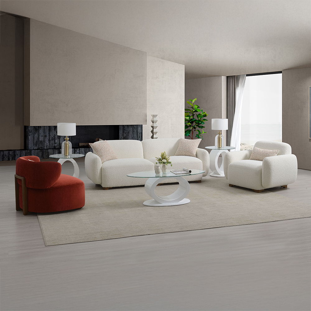 Darius - Sofa With 2 Pillows - Beige Boucle, beige, view 6