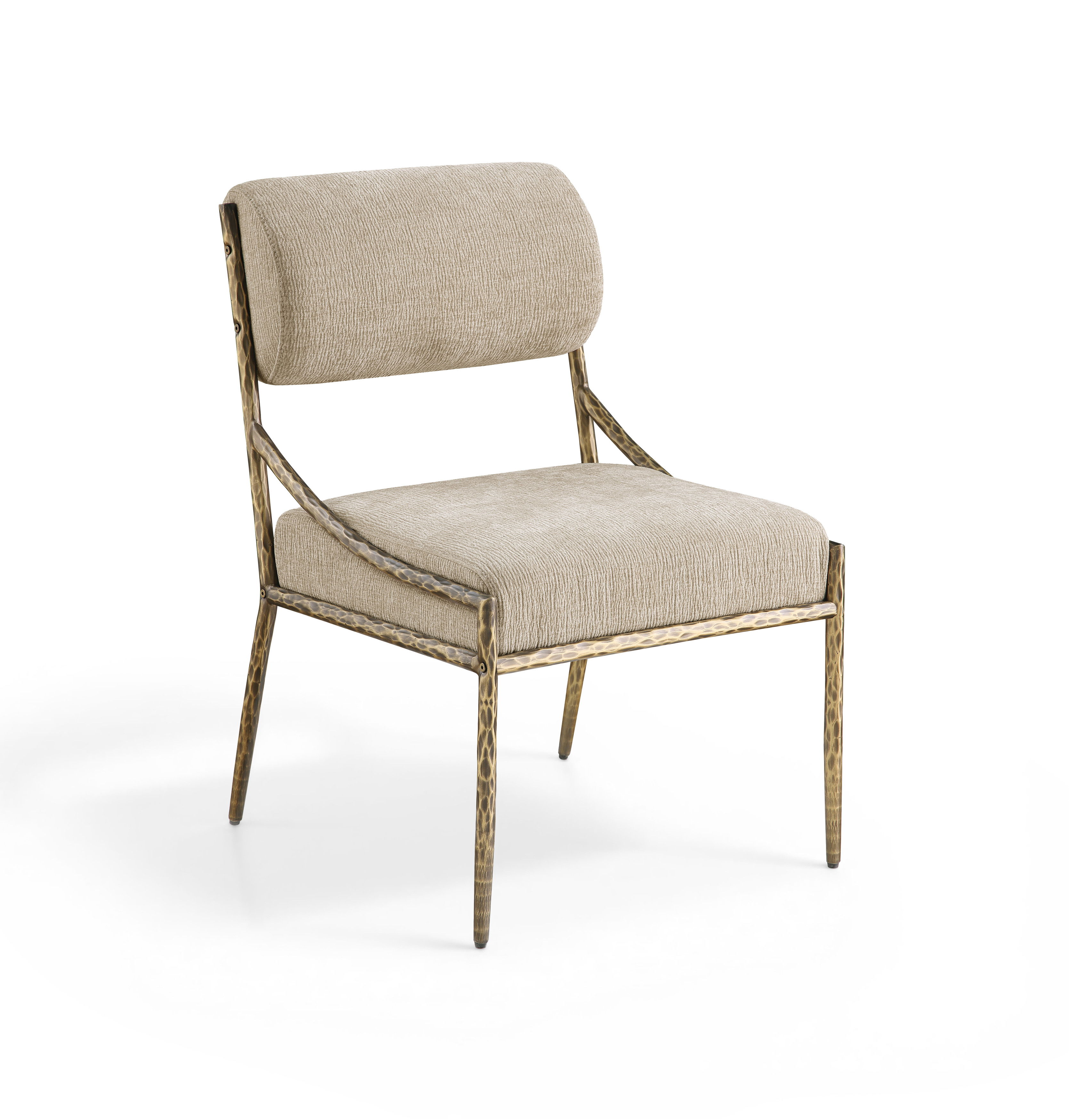 Bastille - Upholstered Fabric Dining Side Chair (Set of 2) - Beige / Brass